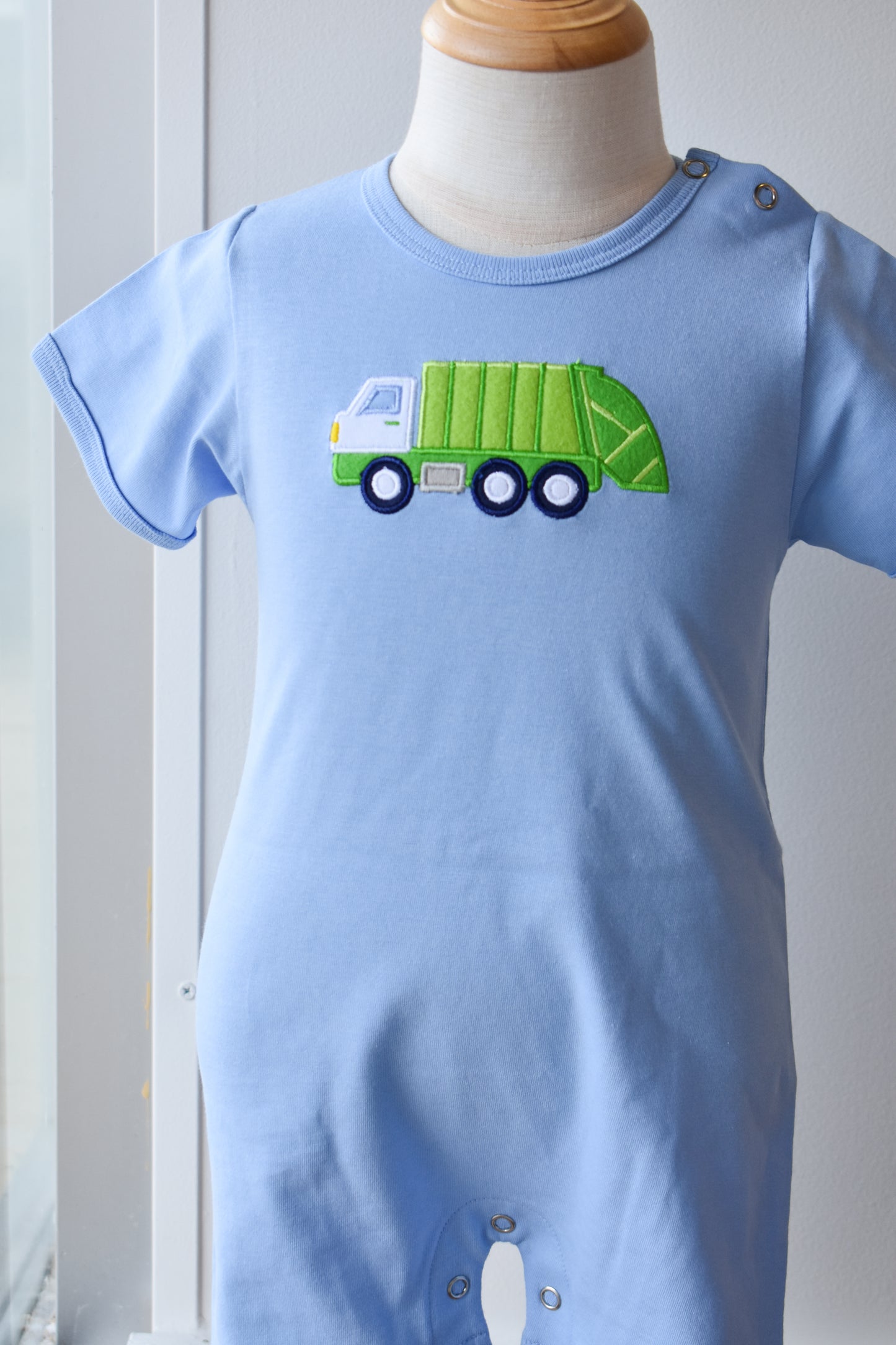 Applique Romper-Garbage Truck