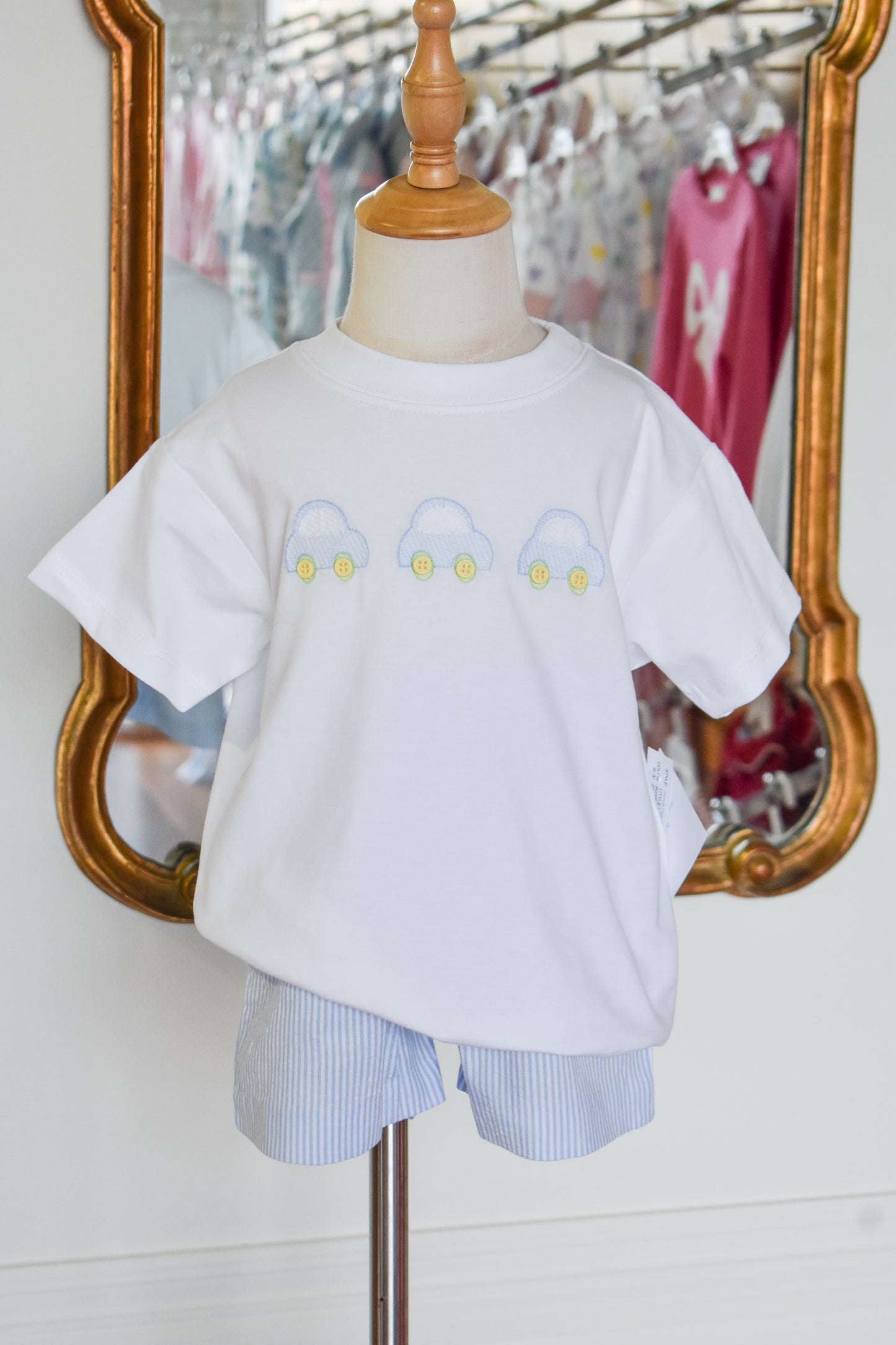 Little Lanes-Blue Seersucker Short Set