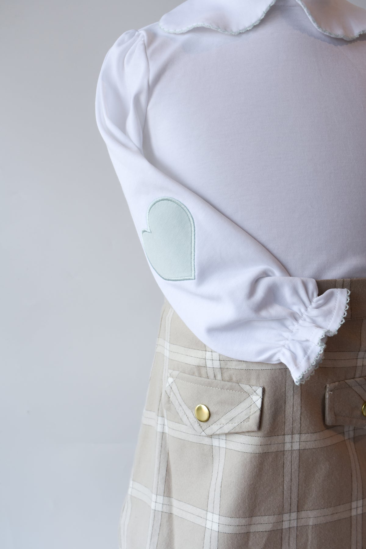 Emma’s Elbow Top-White/Greenwich Green