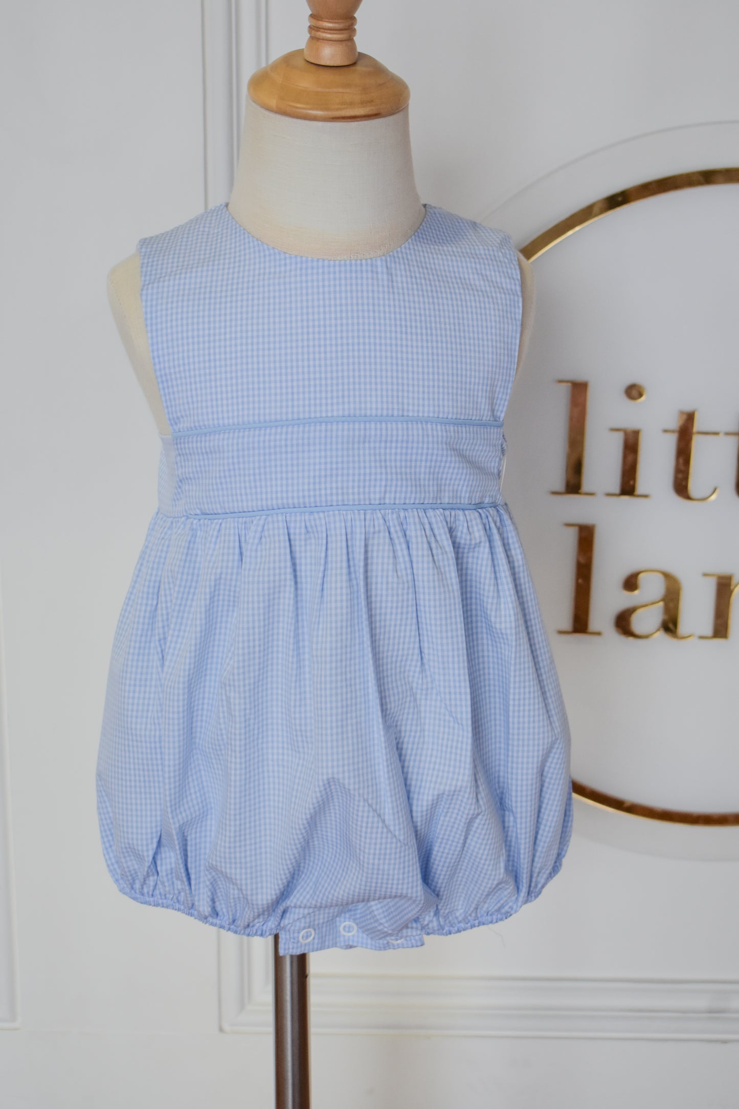Nolan Bubble-Light Blue Mini Gingham