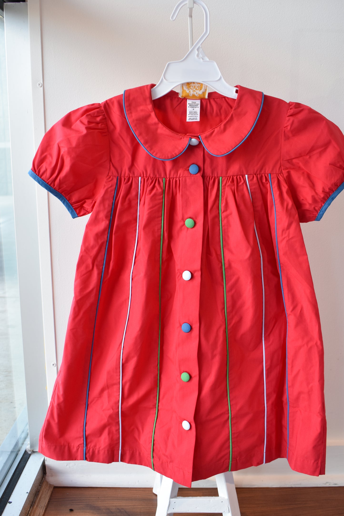 Tabitha's Teacher's Pet Dress-Richmond Red/Wood Boat Blue