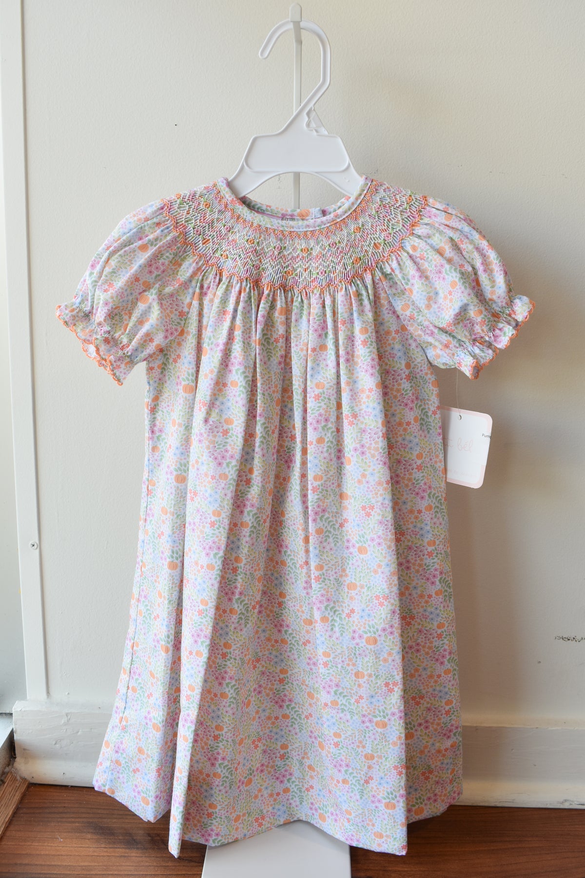 Pumpkin Patch Florals Smocked Bishop Dress