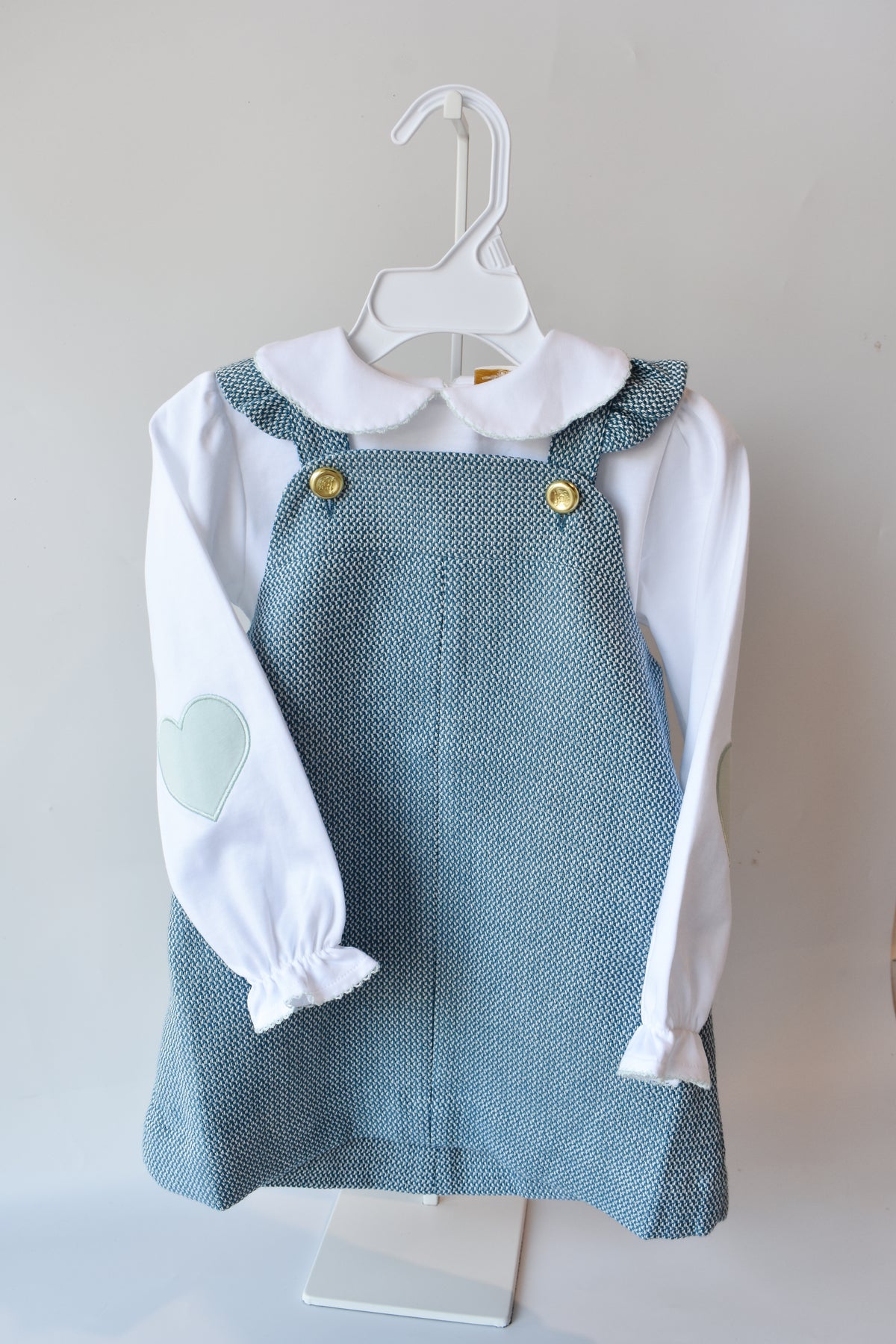 Emma’s Elbow Top-White/Greenwich Green