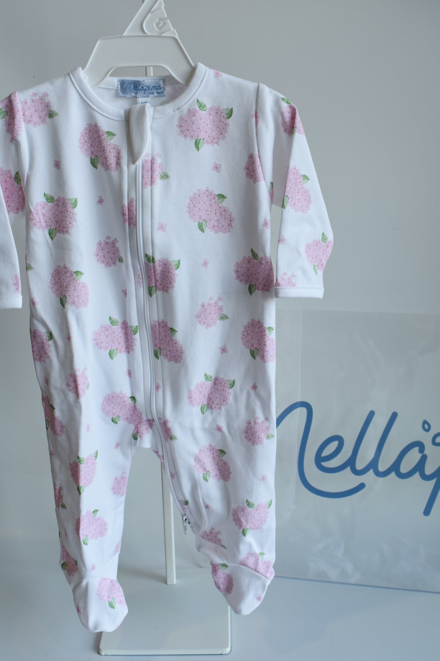 Pink Hydrangeas Zipper Footie