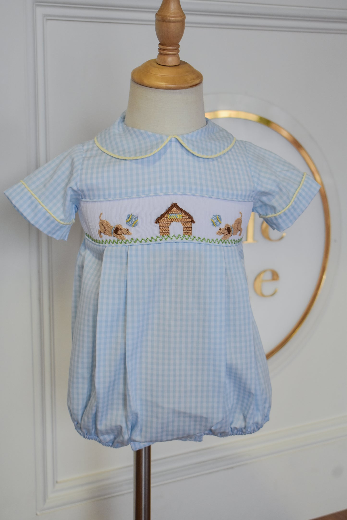 Playful Pups Brandon Smocked Bubble