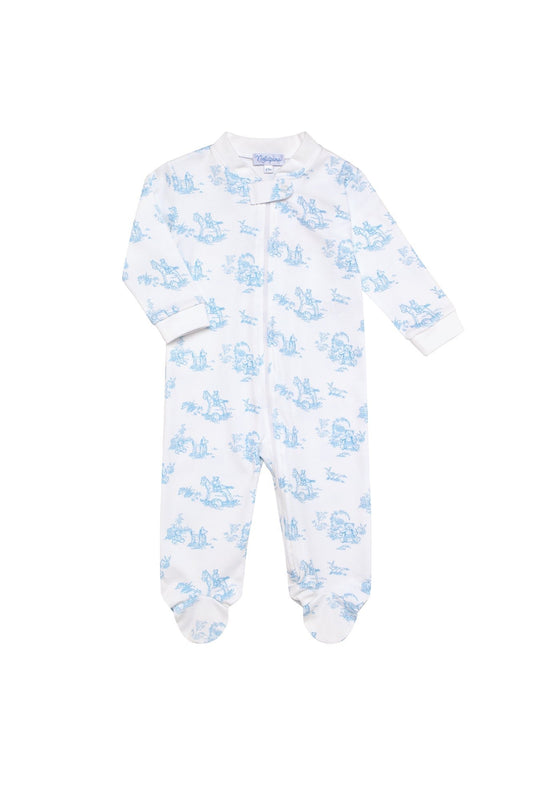 Classic Blue Toile Zipper Footie