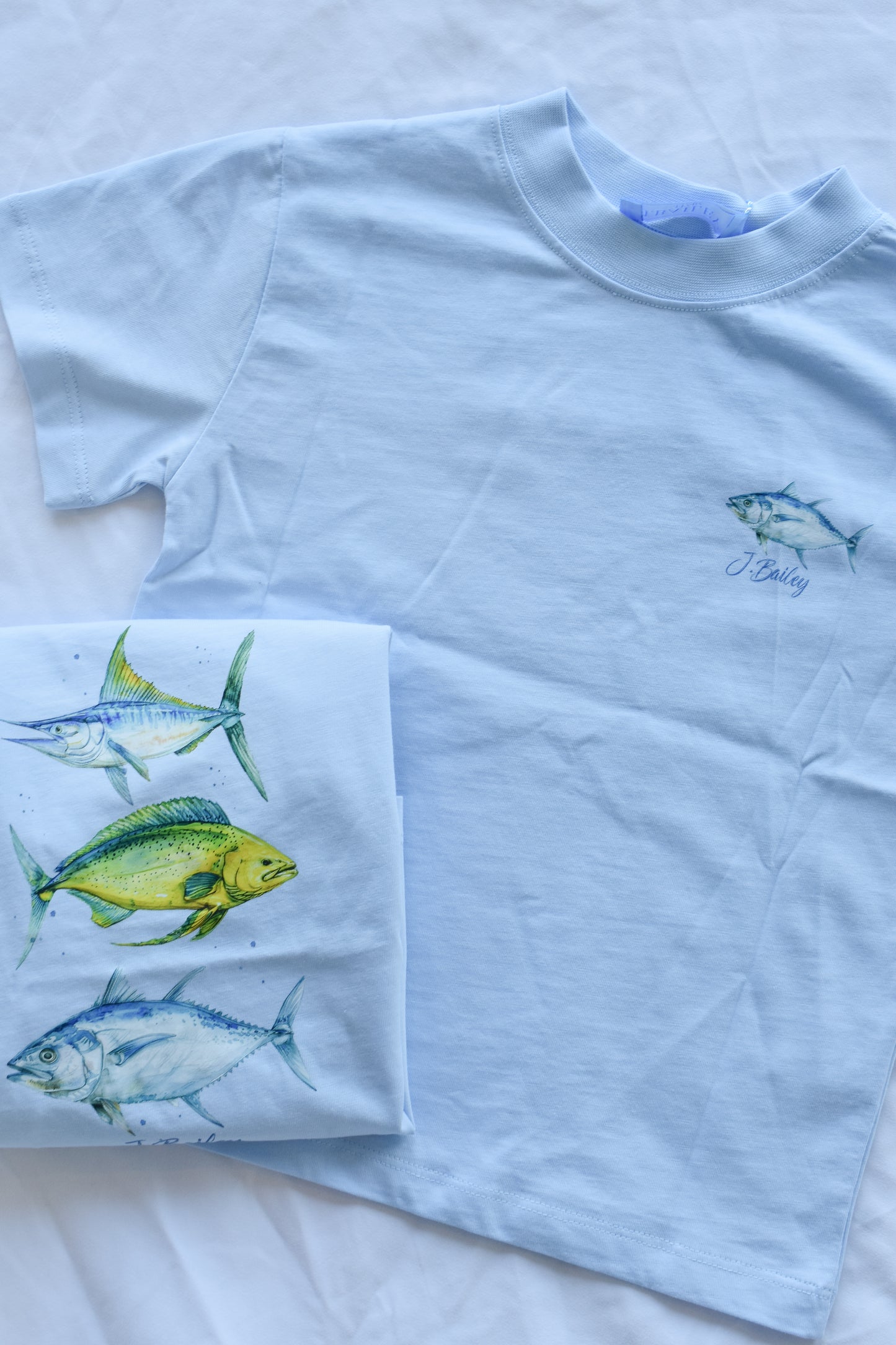 Short Sleeve Logo Tee-Fish Trio on Bayberry