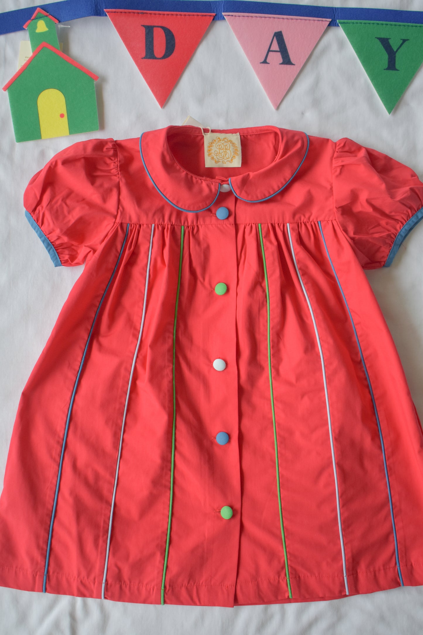 Tabitha's Teacher's Pet Dress-Richmond Red/Wood Boat Blue