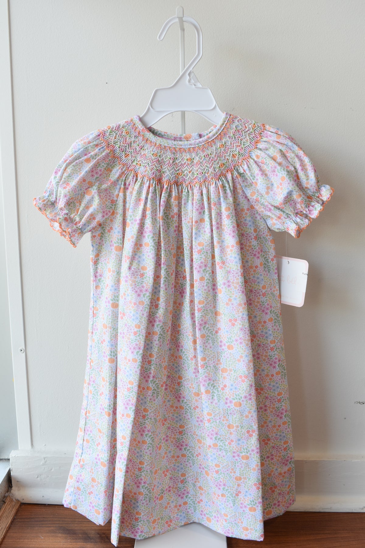 Pumpkin Patch Florals Smocked Bishop Dress