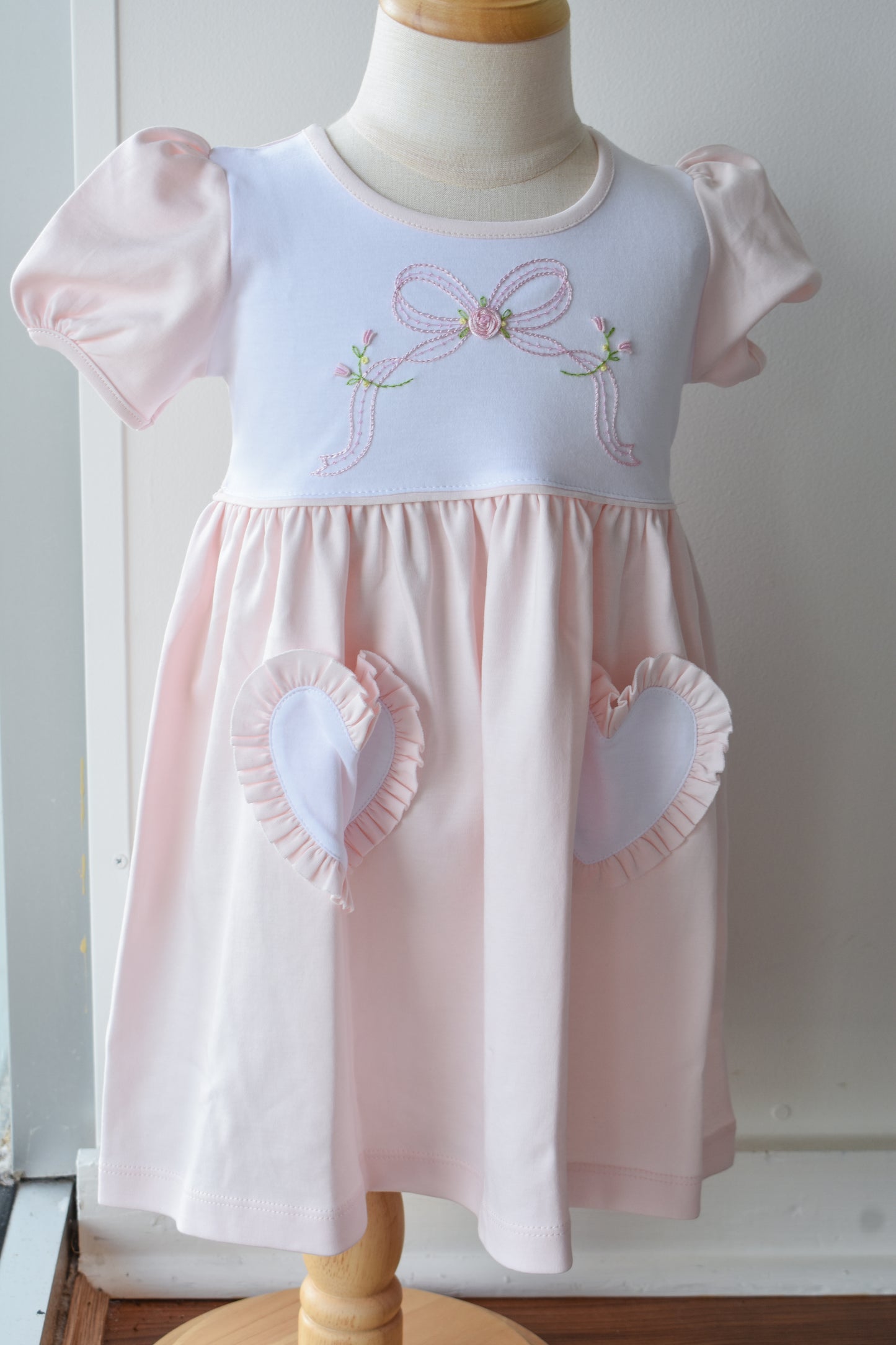 Letter Bow Heart Pocket Dress