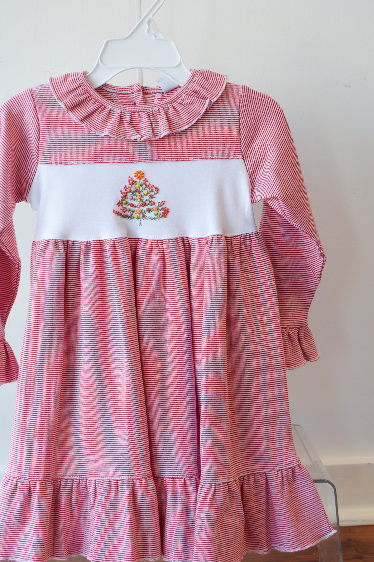 Holiday Holly Long Sleeve Ruffle Hem Dress