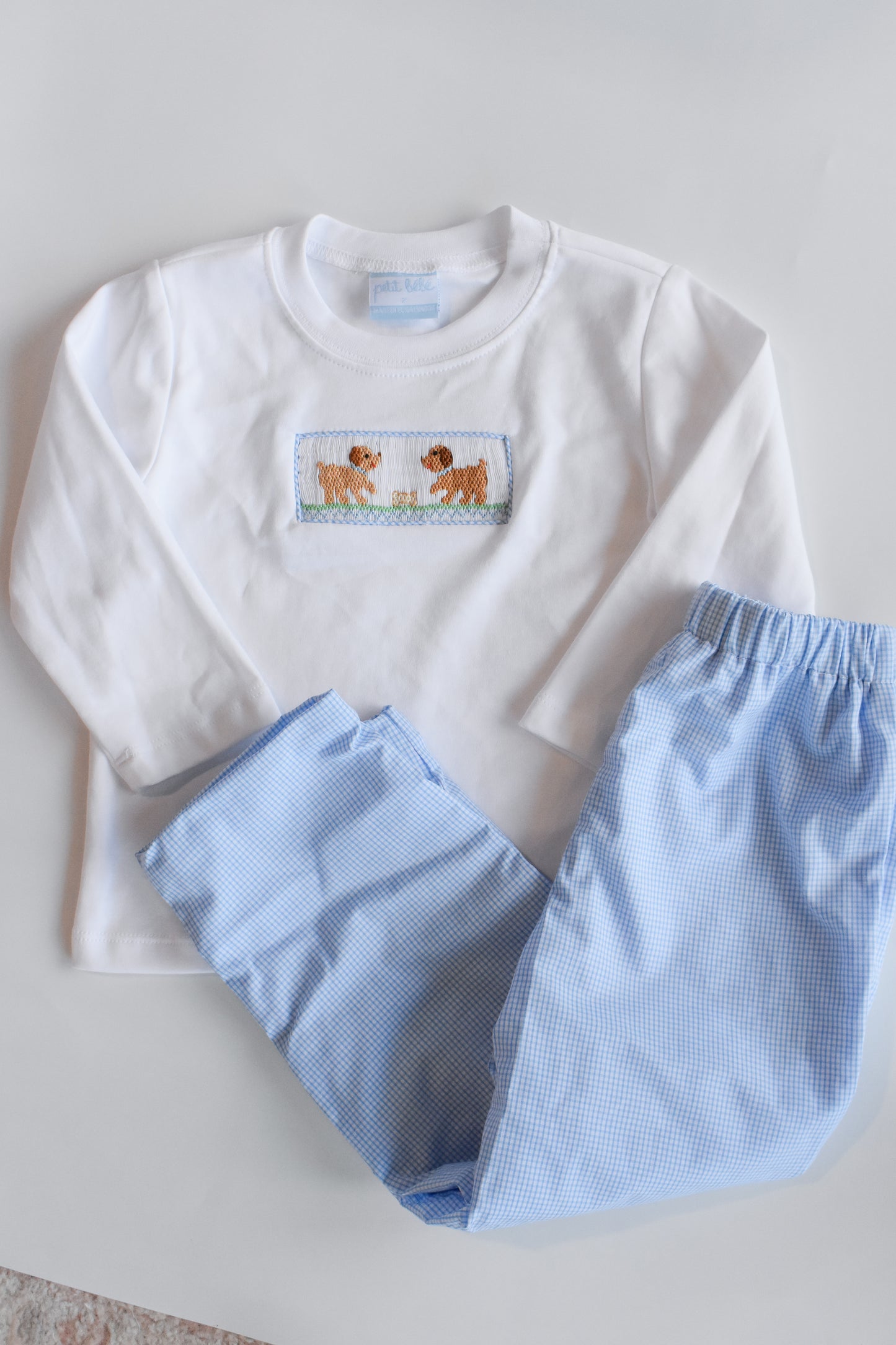 Petit Pups Smocked Long Sleeve Pant Set