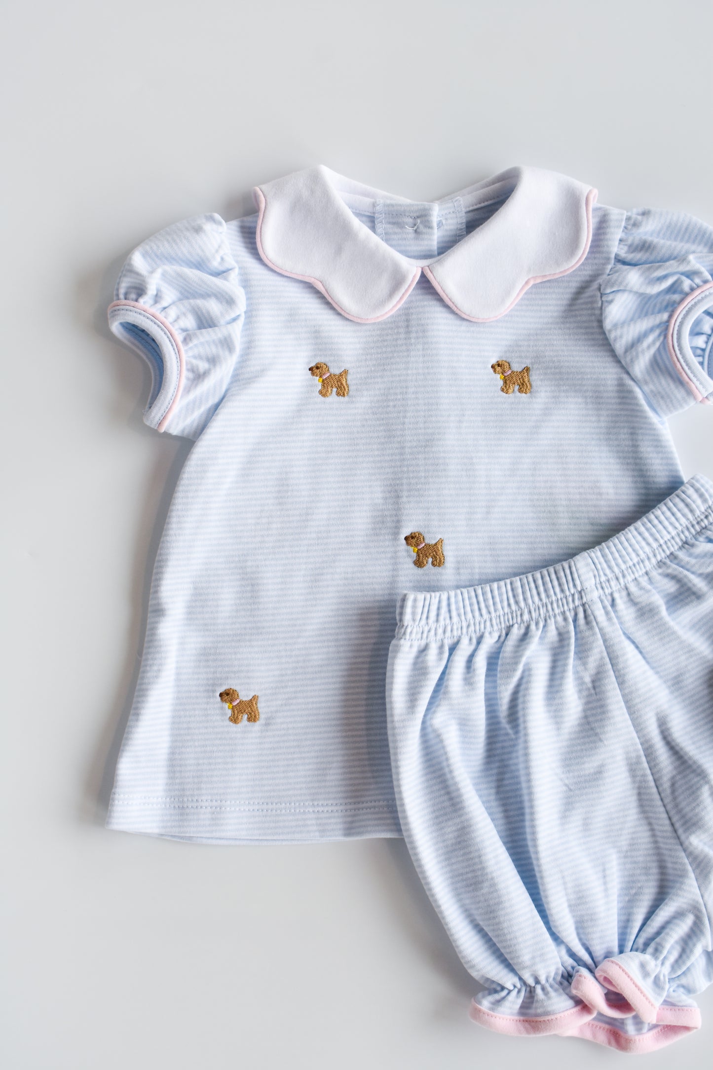 Puppy Bryar Bloomer Set-Light Blue Knit