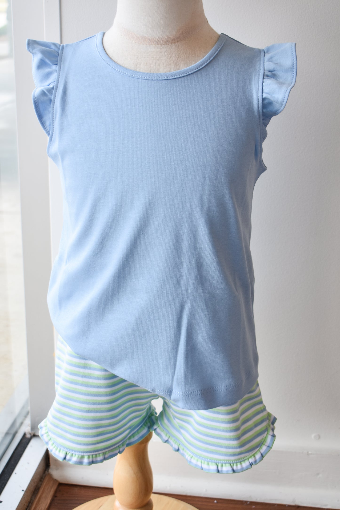 Tulip Knit Tilly Tank Short Set-Greenview Stripe