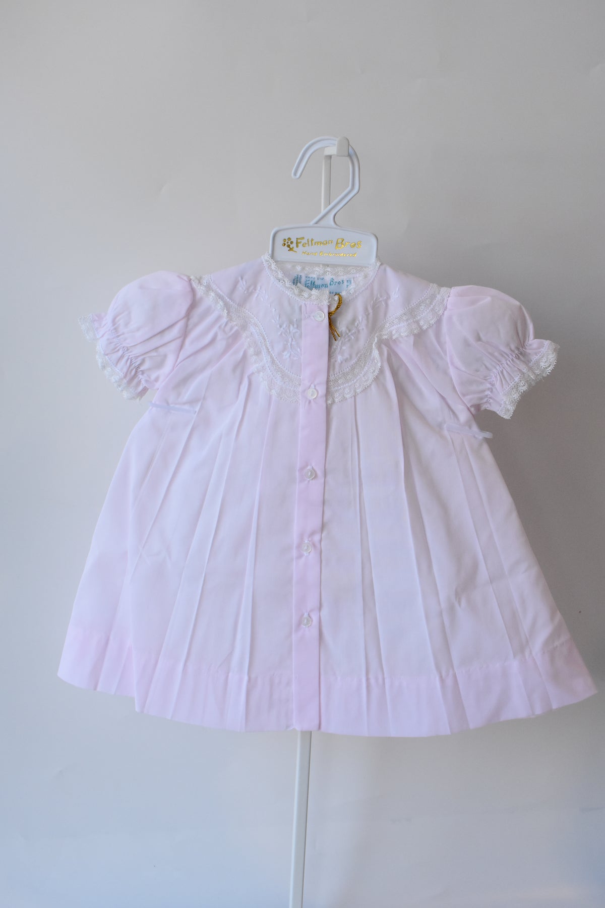 Embroidered Lacy Yoke Pink Heirloom Daygown