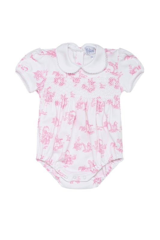 Classic Pink Toile Smocked Bubble