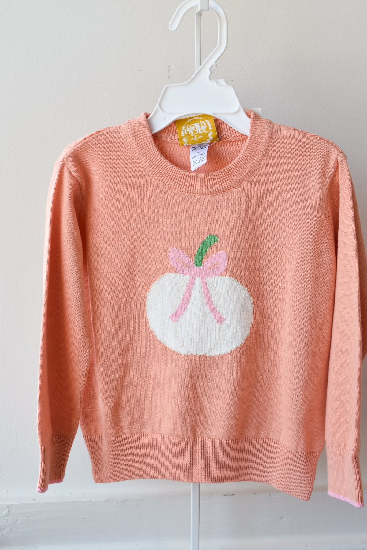 Isabelle's Intarsia Sweater-Sherbet Pumpkin/Bow