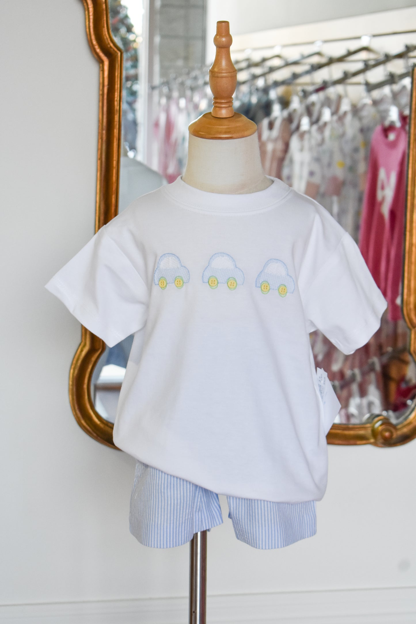 Little Lanes-Blue Seersucker Short Set