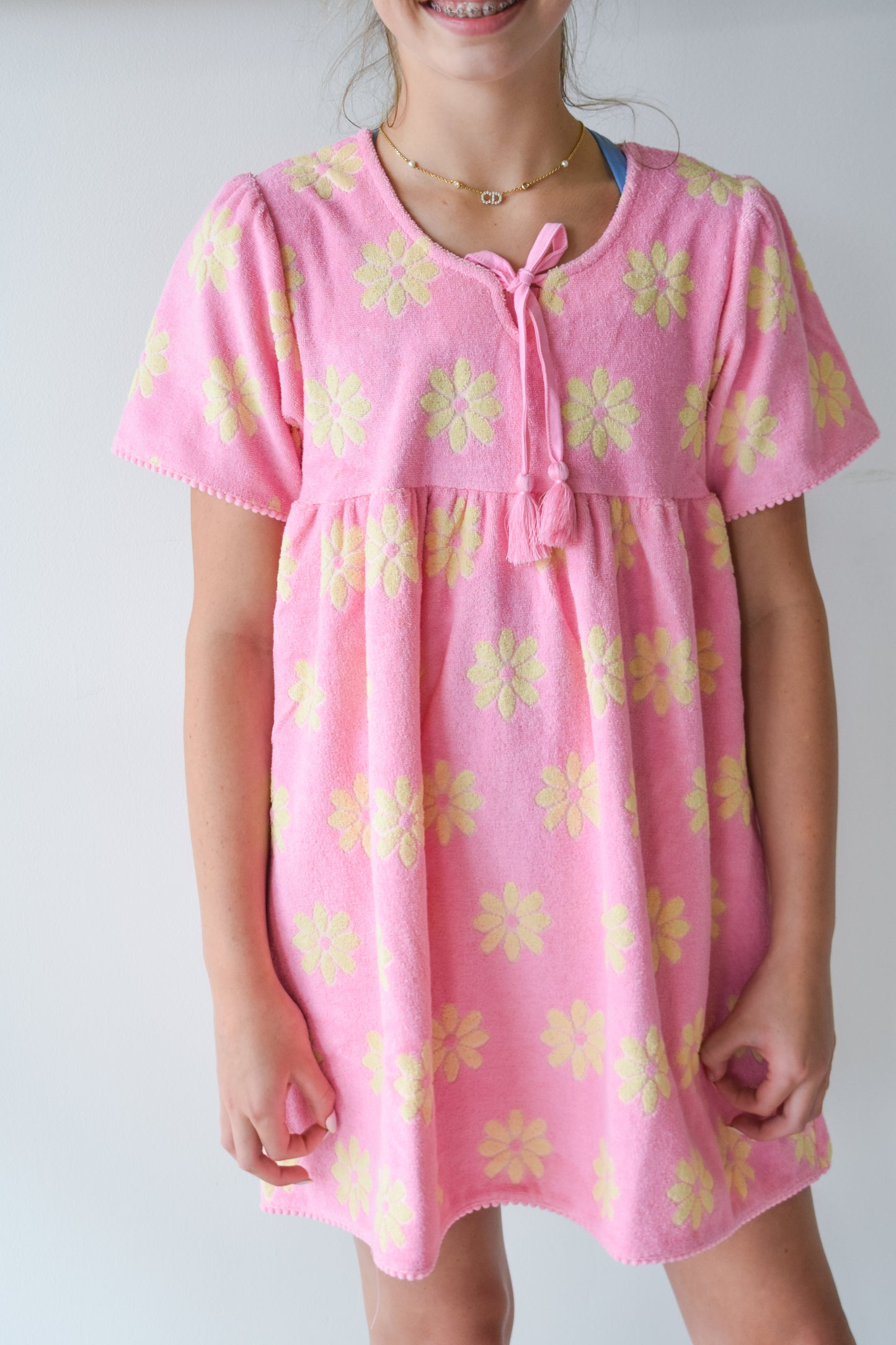 Riviera Dress-Pink Floral Terry