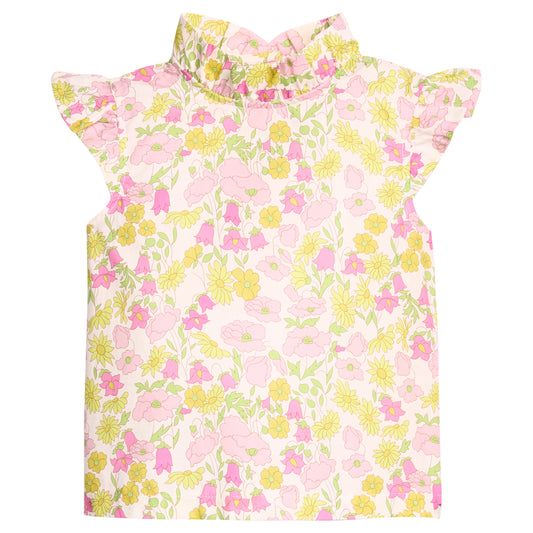 Angel Sleeve Tinsley Top-Bedford Buttercup