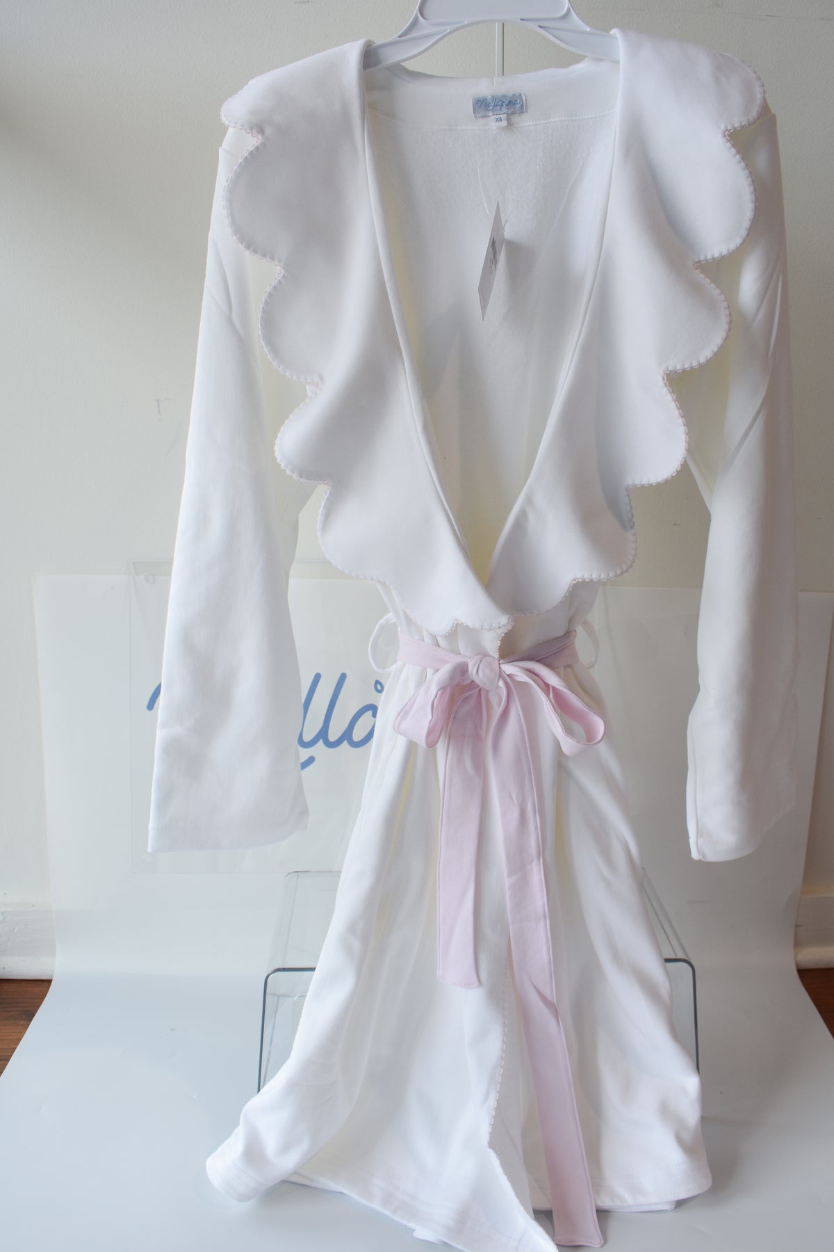 Nella Women's Robe-Pink Picot Trim