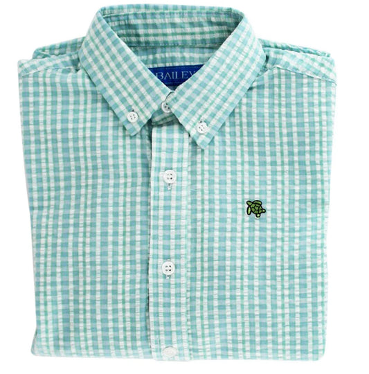 Peacock Seersucker Button Down Shirt