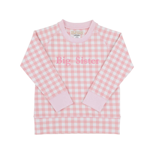 Big Sister Cassidy Comfy Crewneck-Pink Gingham