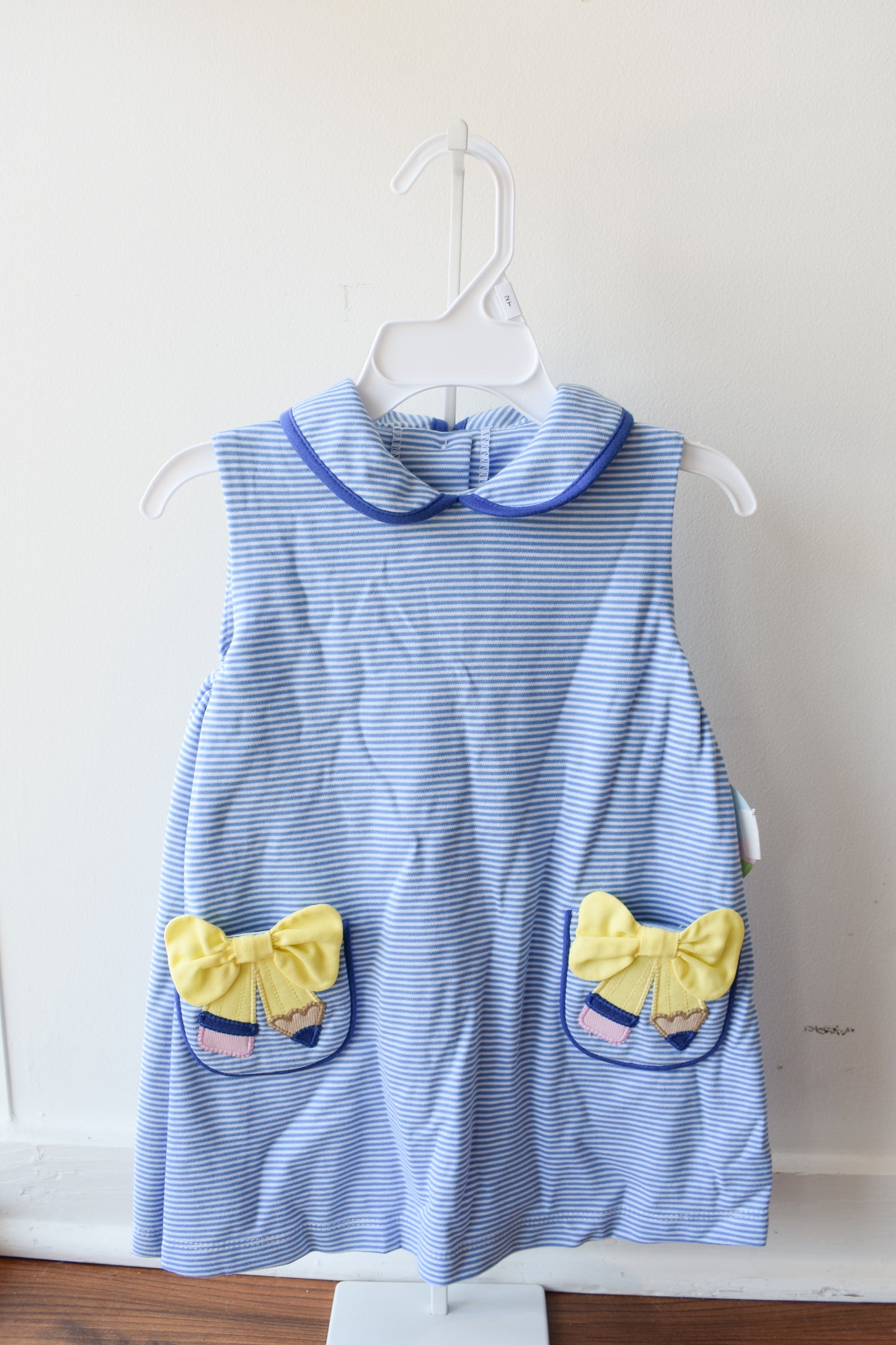 Pencil Pocket Sarah Jumper-Periwinkle Stripe Knit