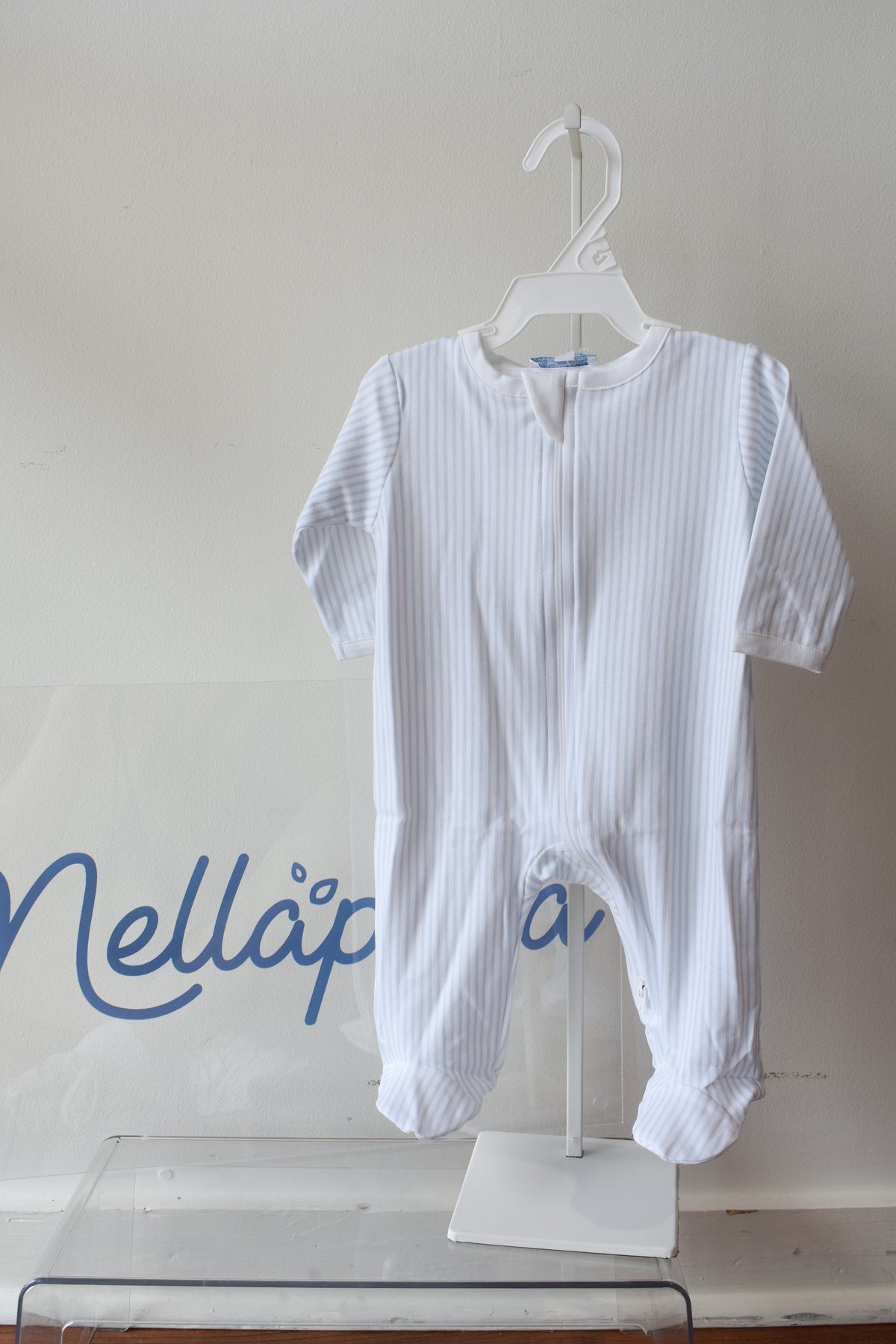 Blue Classic Nella Stripe Zipper Footie