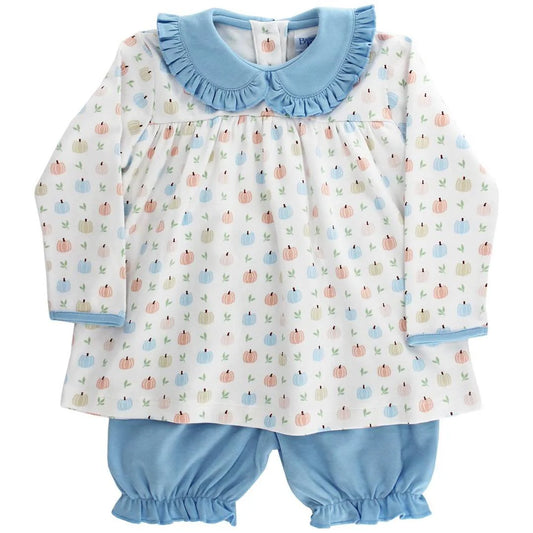 Faintly Fall Pumpkin Printed Girl Bloomer Set