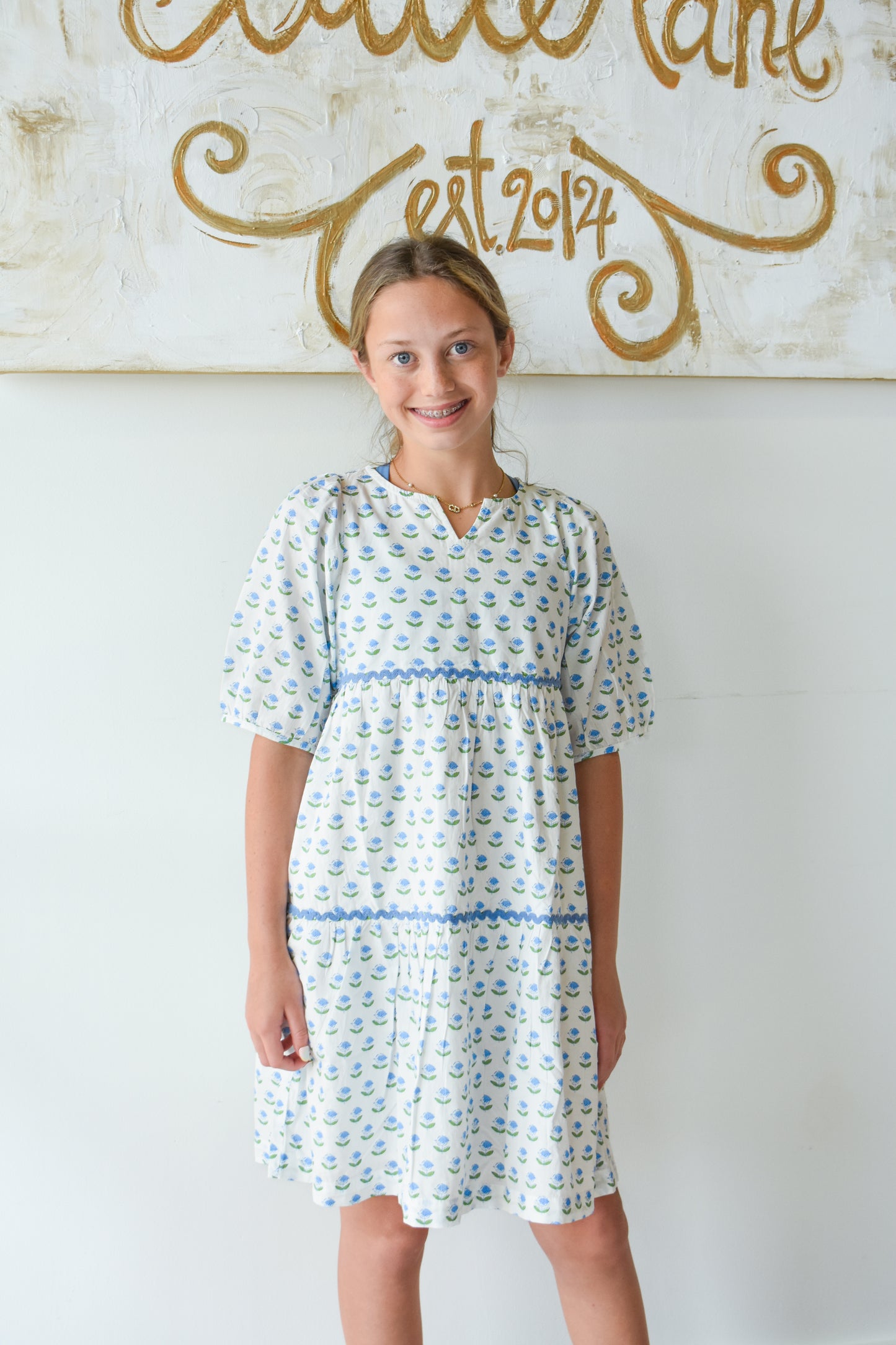 Madaket Dress-Blue Tulip Block Print