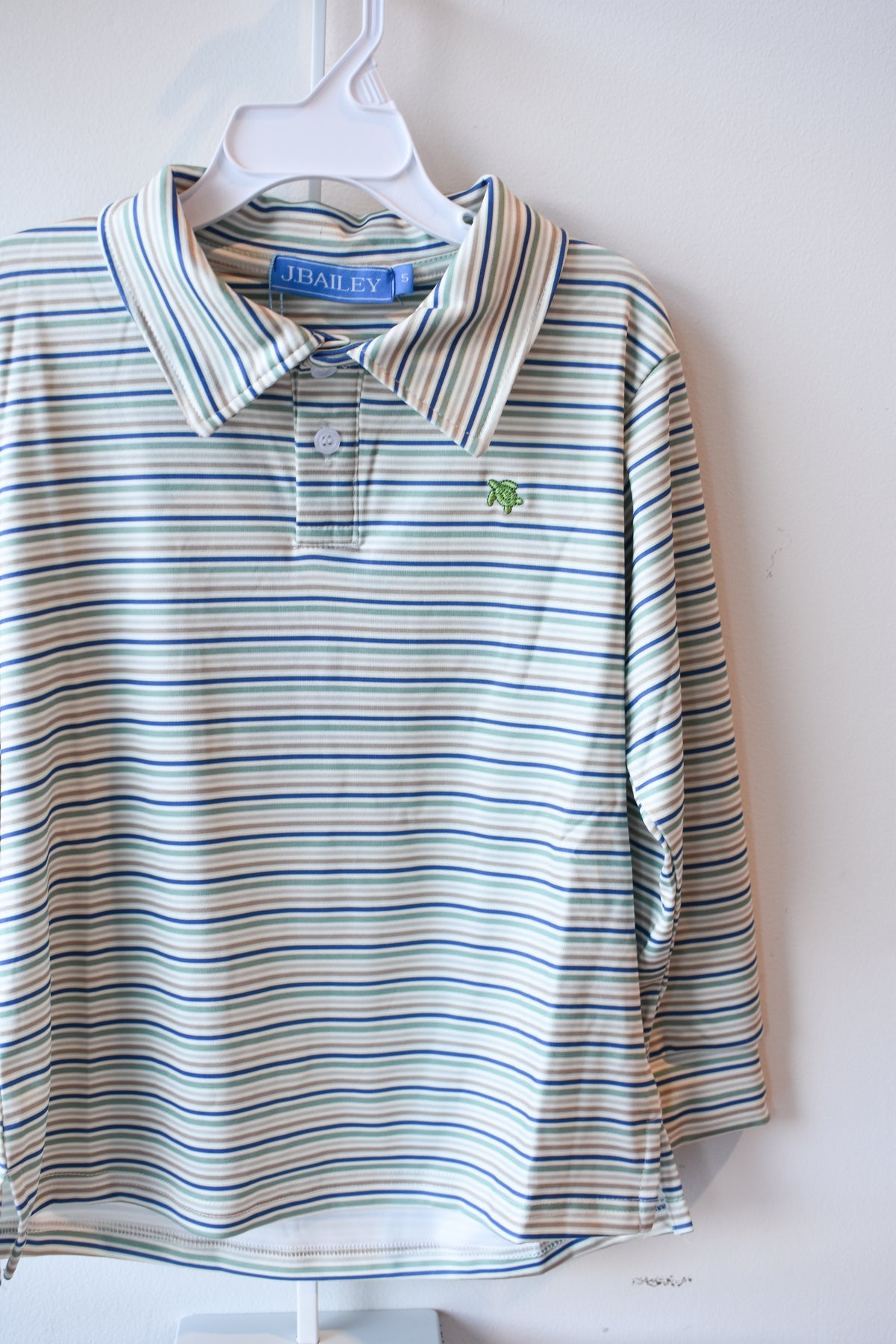 Long Sleeve Performance Polo-Olive Stripe
