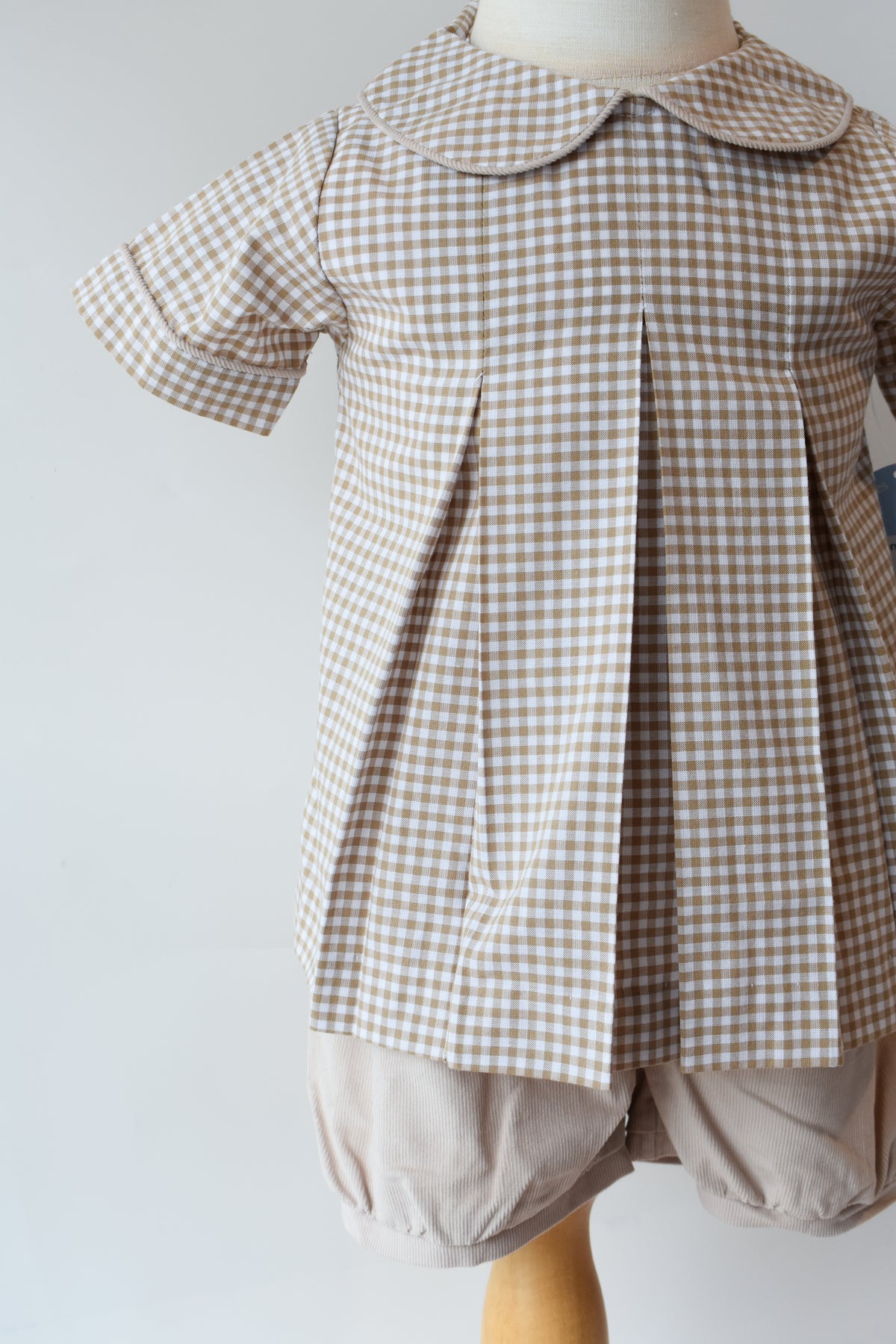 Carson Short Set-Khaki Gingham