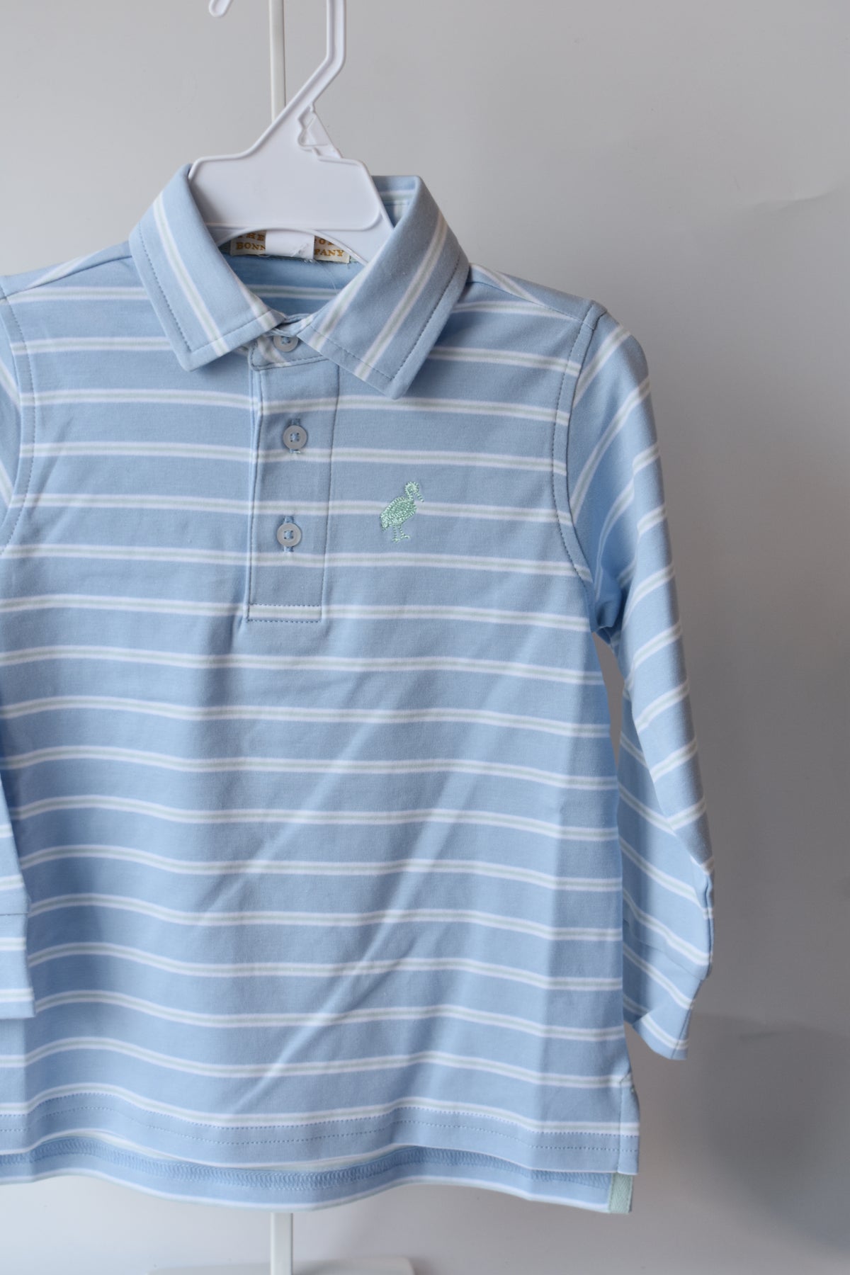 Prim and Proper Polo LS-Sarasota/Greenwich Stripe