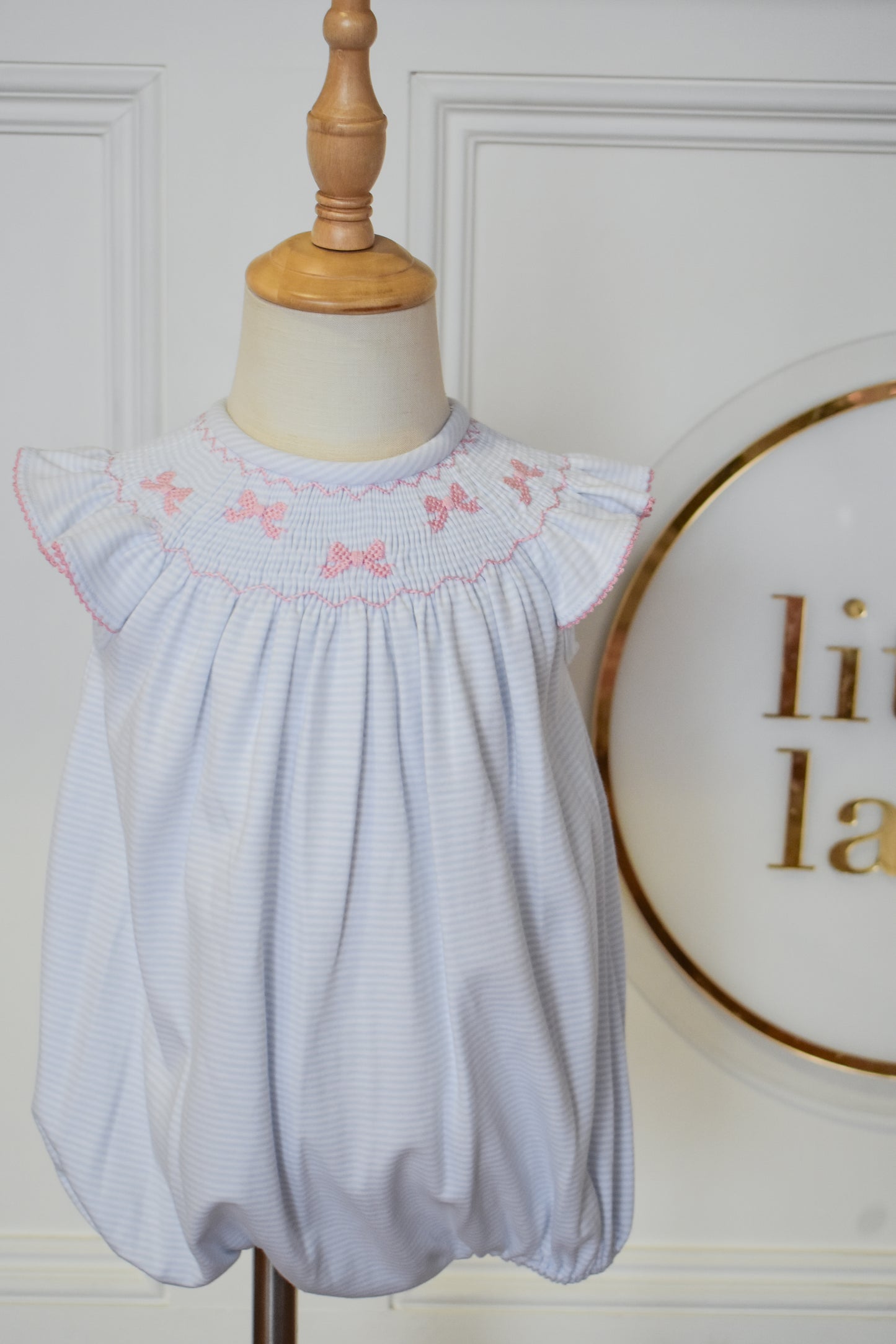 Eloise Bow Smocked Bishop Bubble-Knit