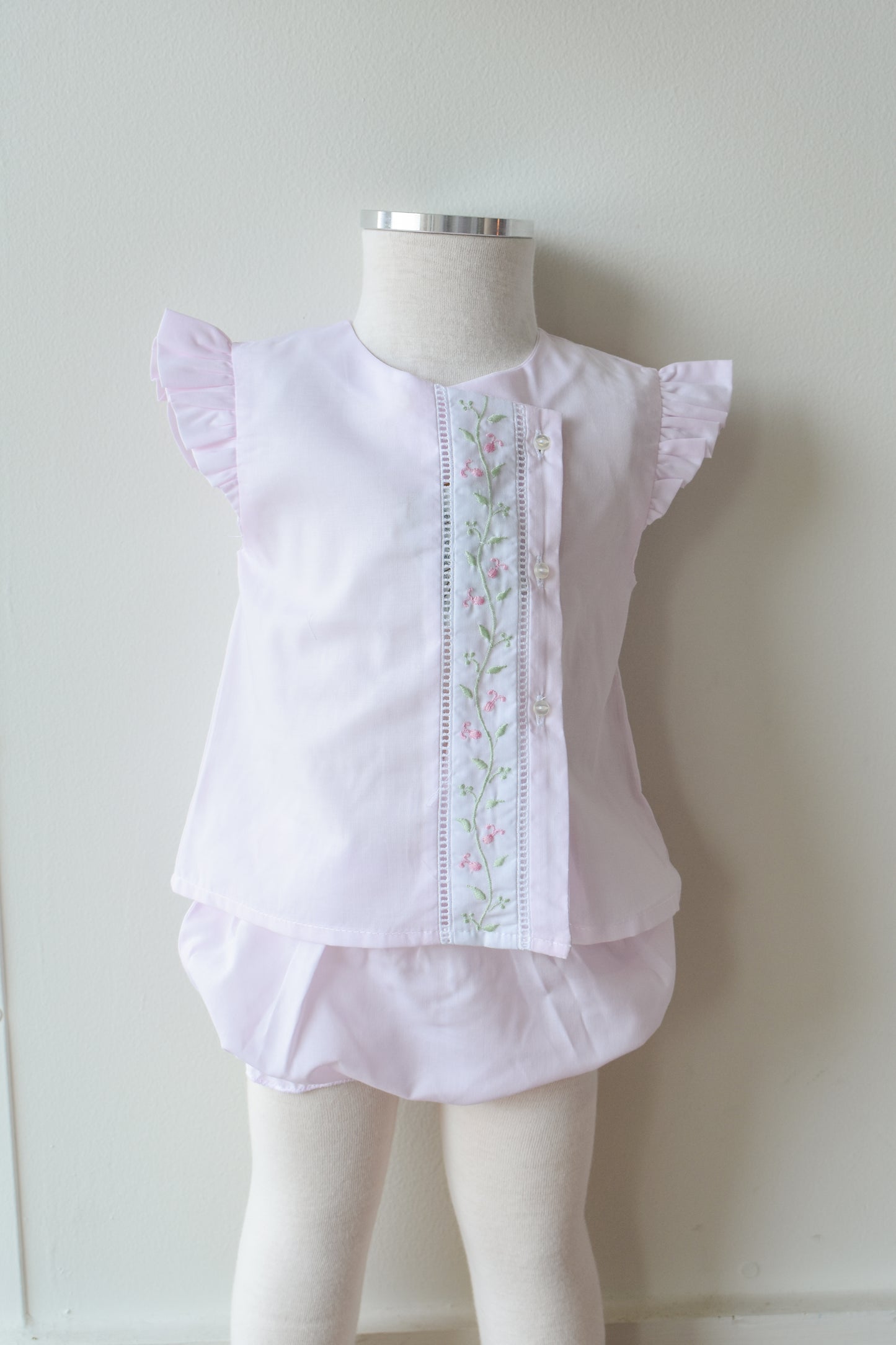 Pink Florals n Vines Diaper Set