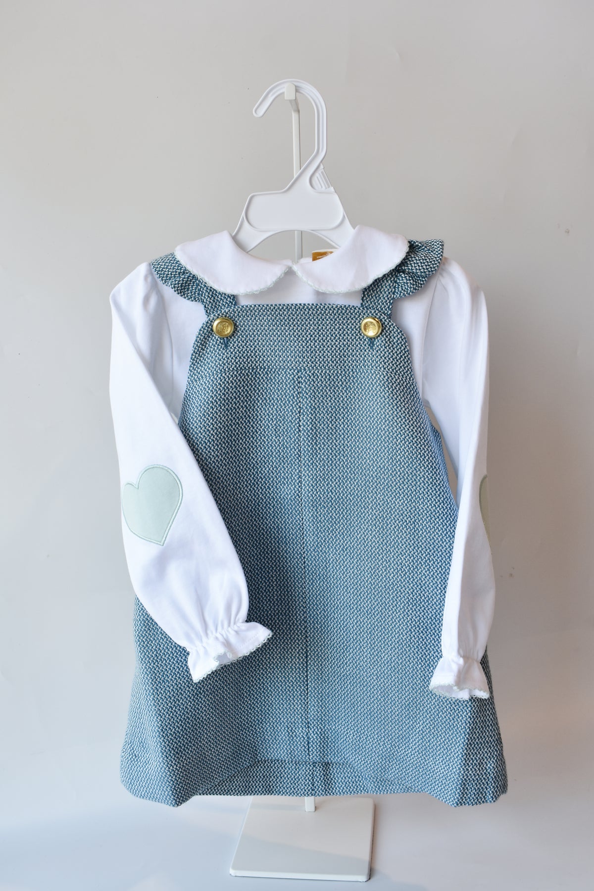 Emma’s Elbow Top-White/Greenwich Green