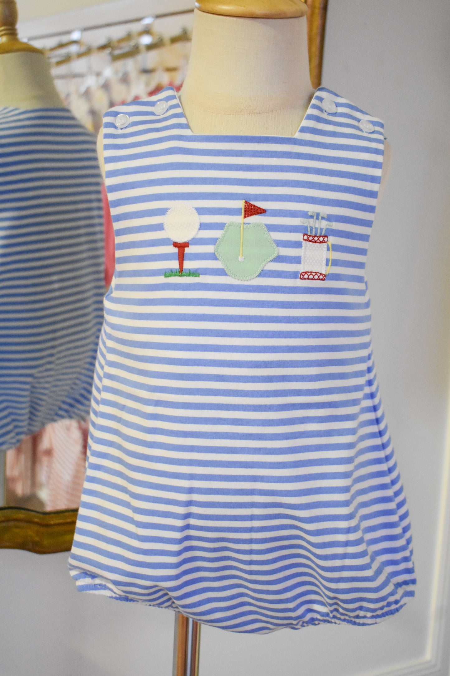 Mini Mulligans-Blue Striped Knit Bubble