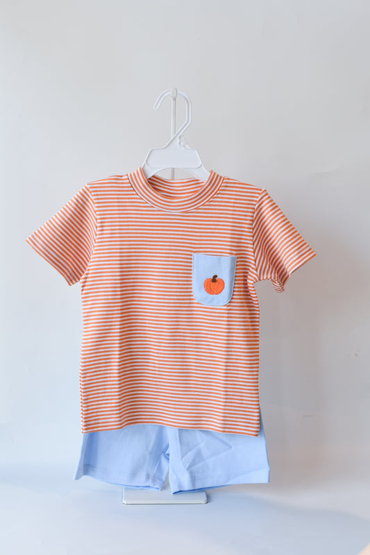 Blue Mini Pumpkin Pocket Short Set