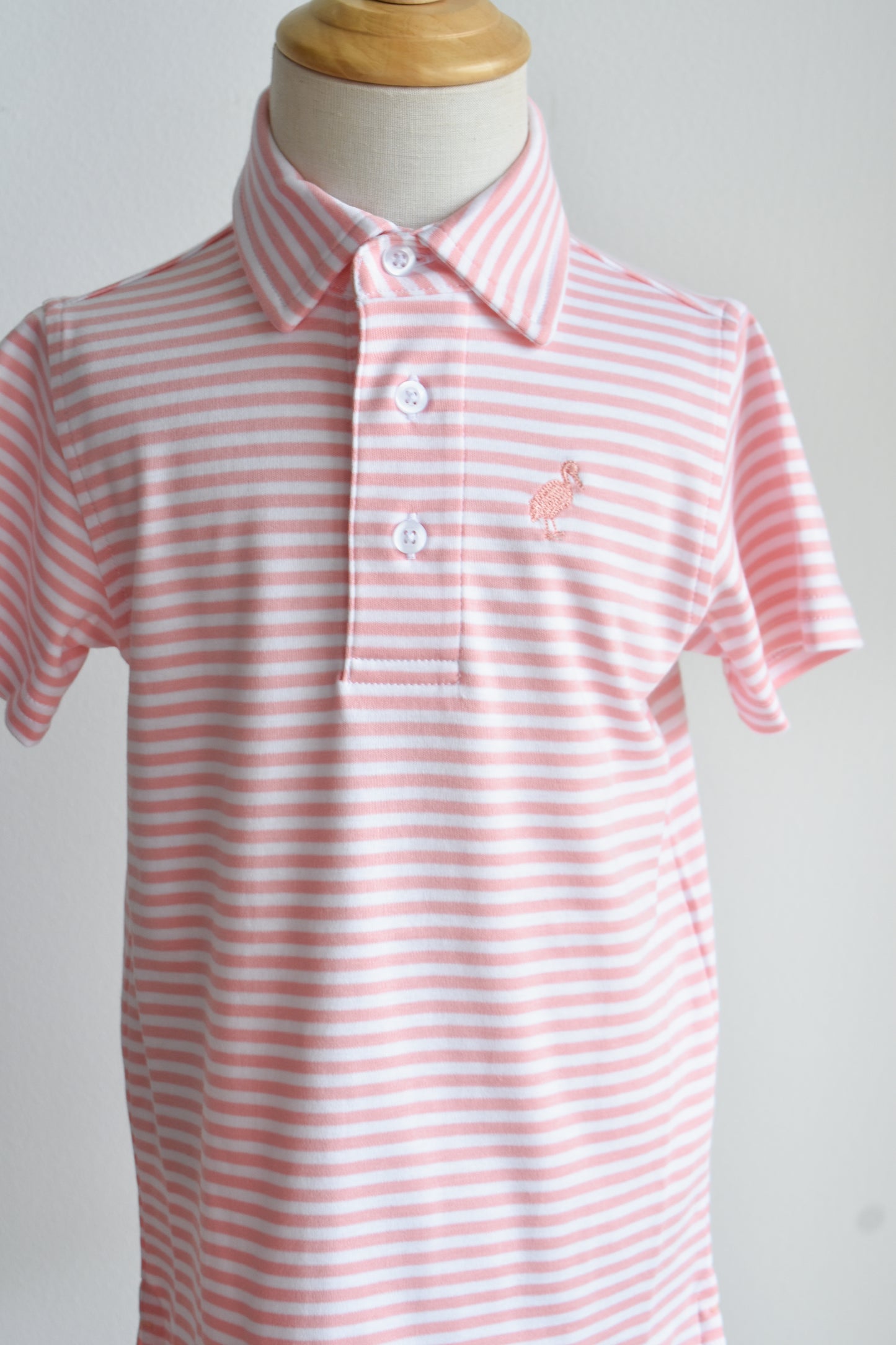 Prim and Proper Polo-Sanibel Salmon Stripe