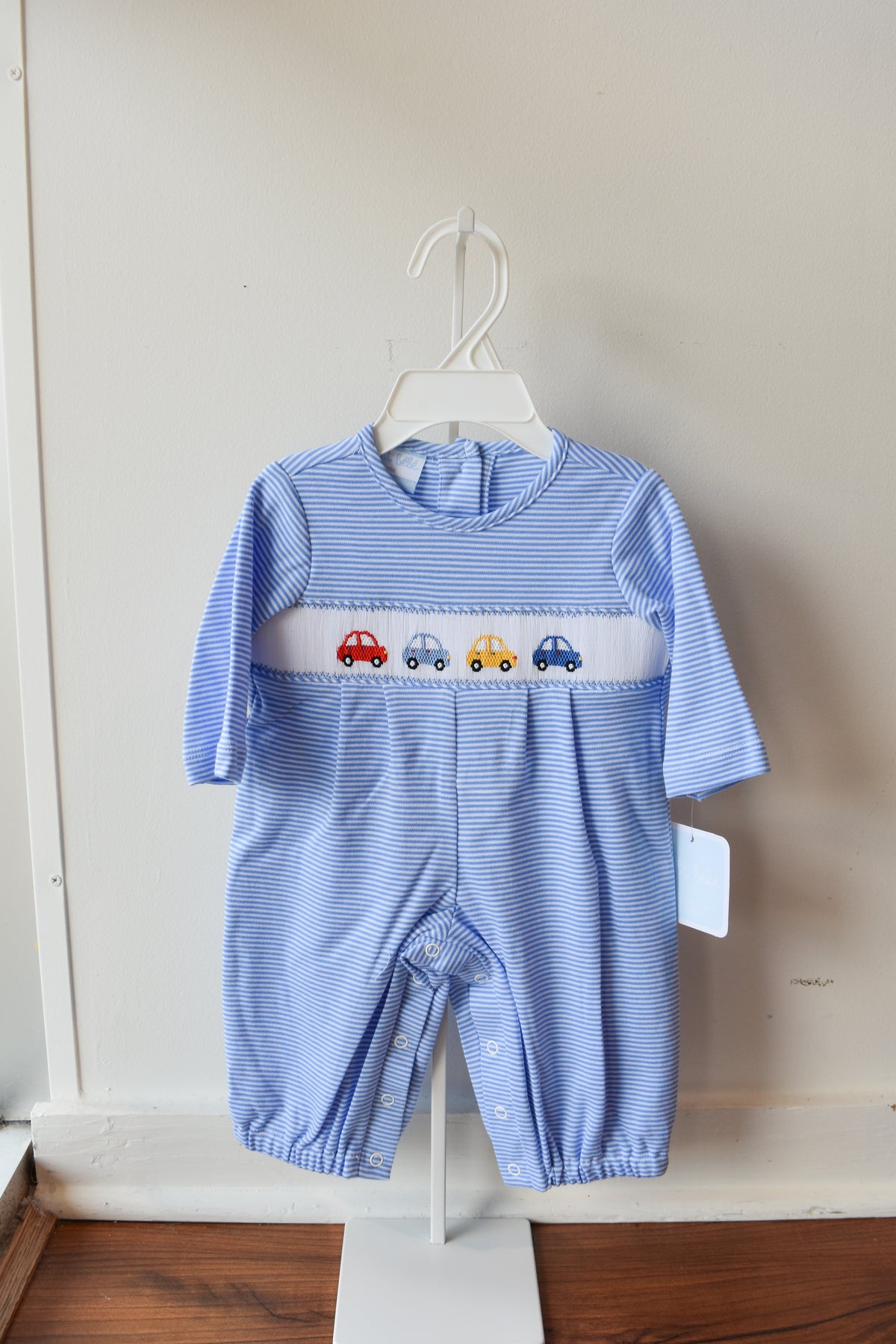 Beep Beep Blue Stripe Knit Romper