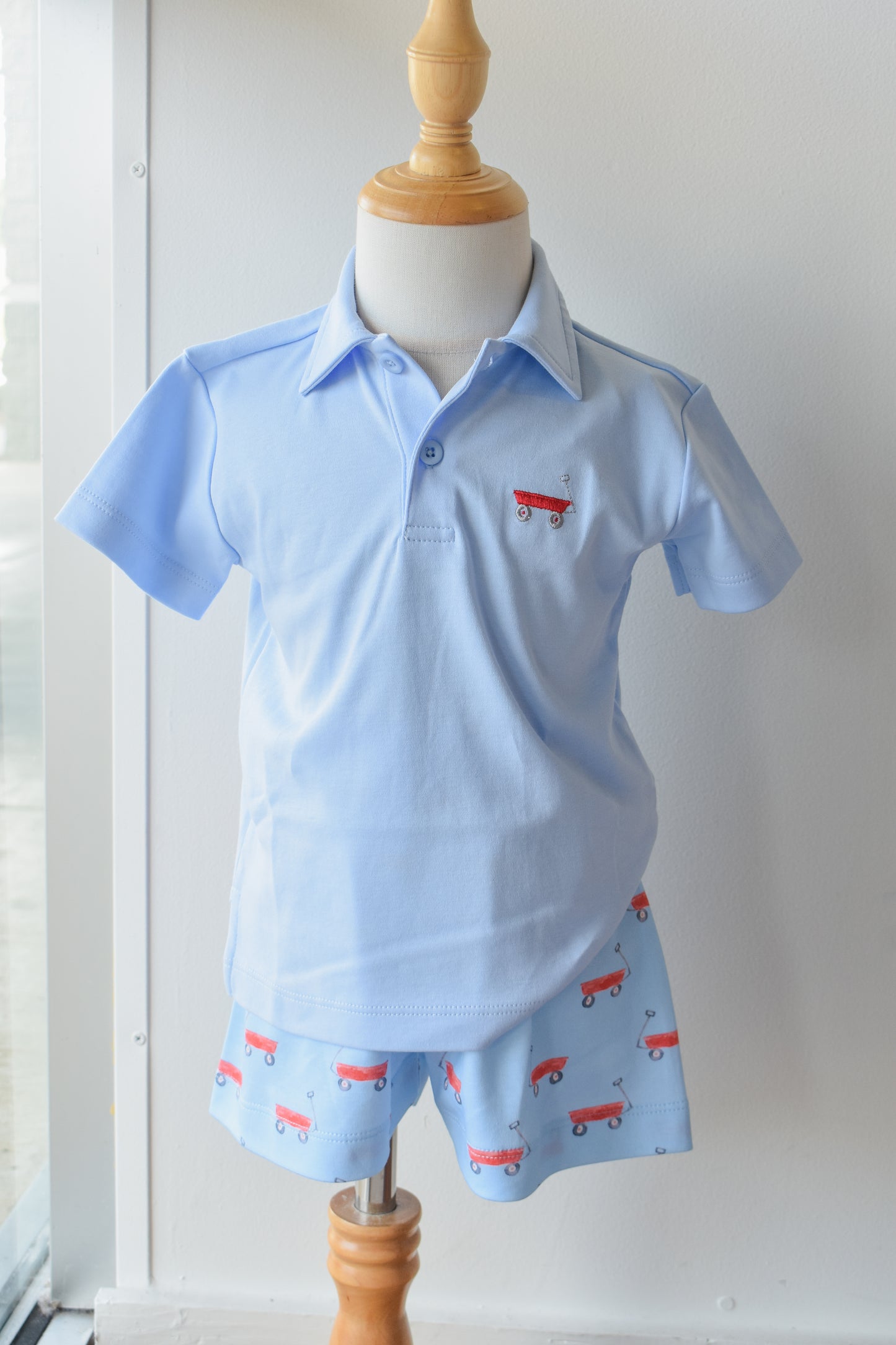 Lil Red Wagon Blue Knit Polo