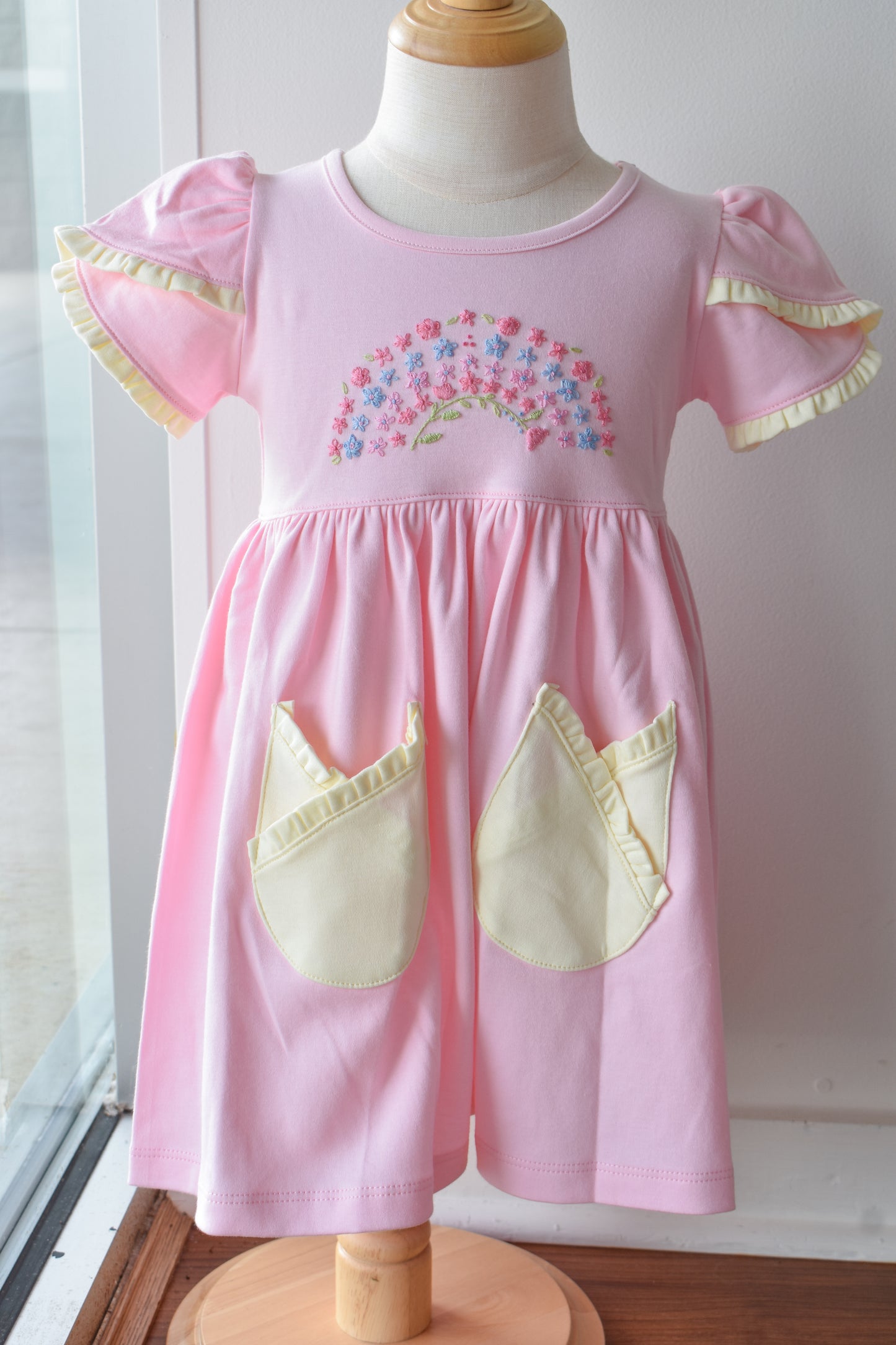 Blooming Rainbow Ruffled Pocket Dress