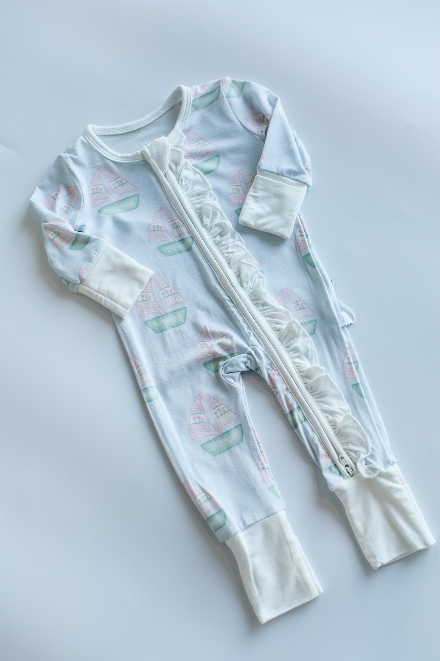 Seaside Sleepin' Girl Ruffle Zipper Romper