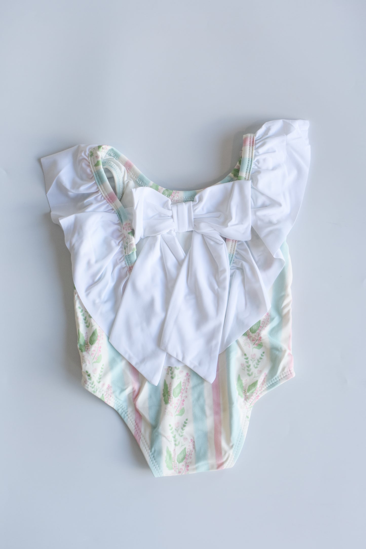 Florals and Stripes Flutter Sleeve One Piece