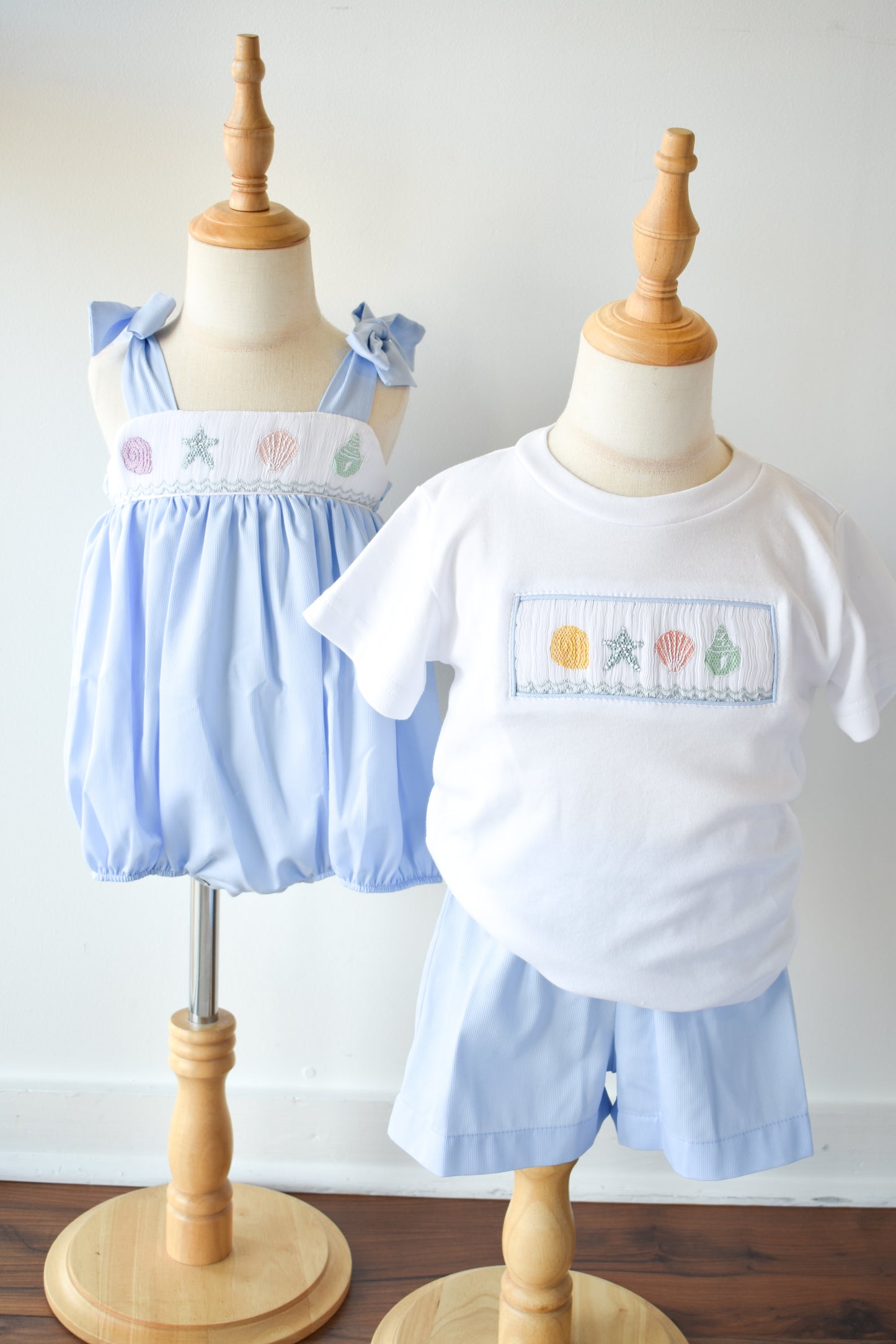 Julie Seashell Smocked Bow Strap Bubble
