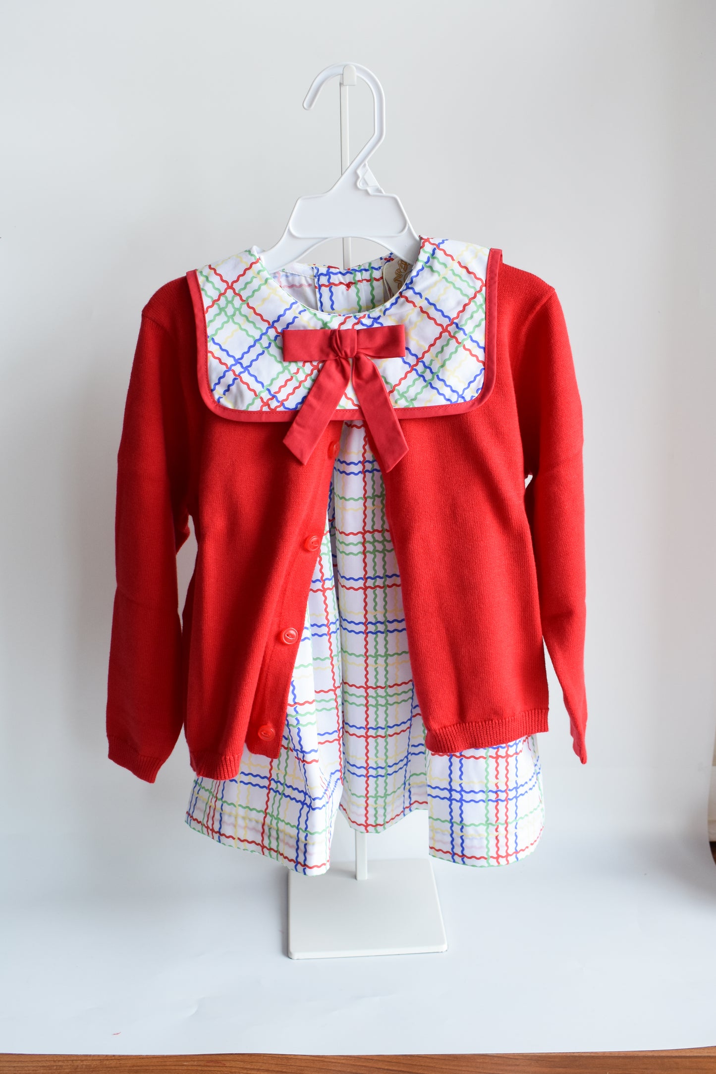 Sleeveless Stewart's Square Collar Dress-Wellington Windowpane