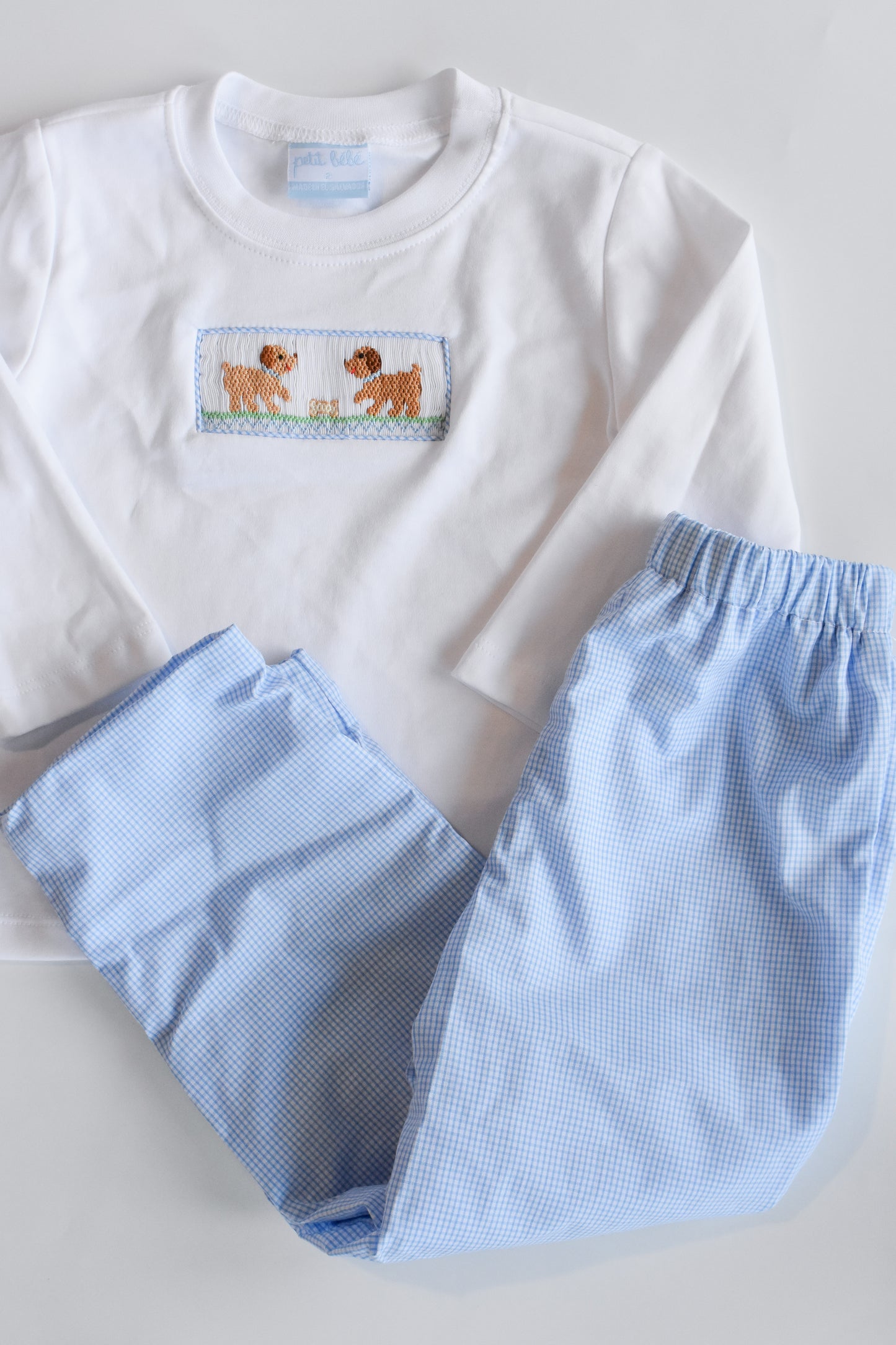 Petit Pups Smocked Long Sleeve Pant Set
