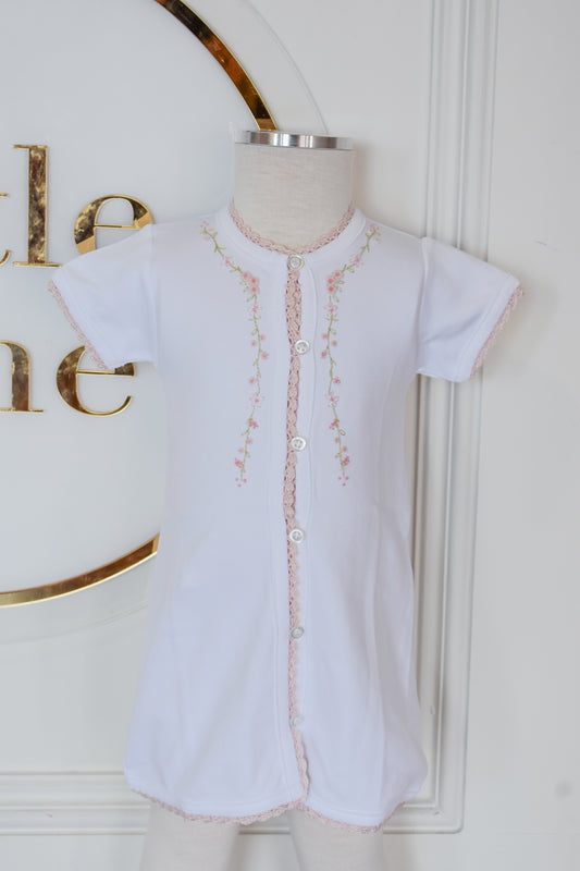 First Blooms Pink Trim Day Gown