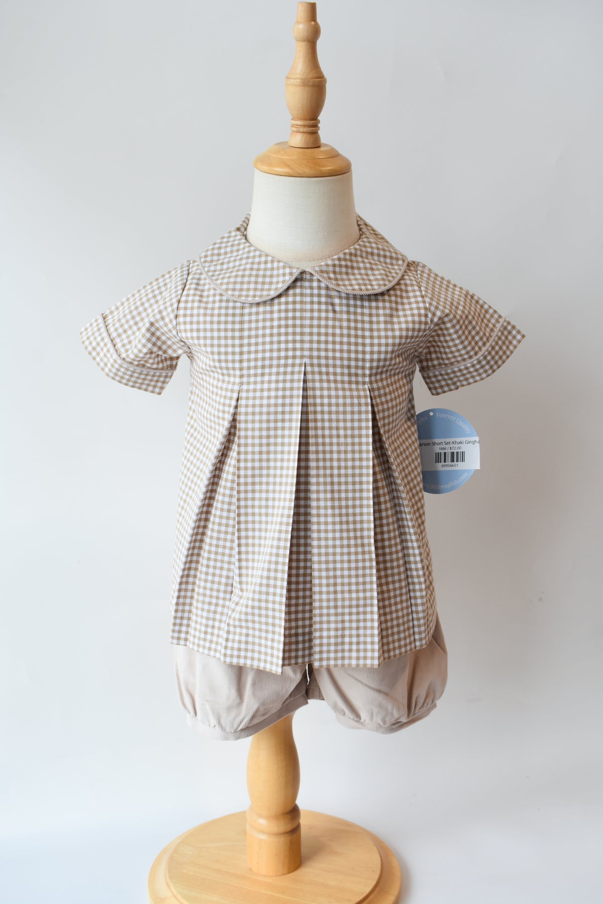 Carson Short Set-Khaki Gingham